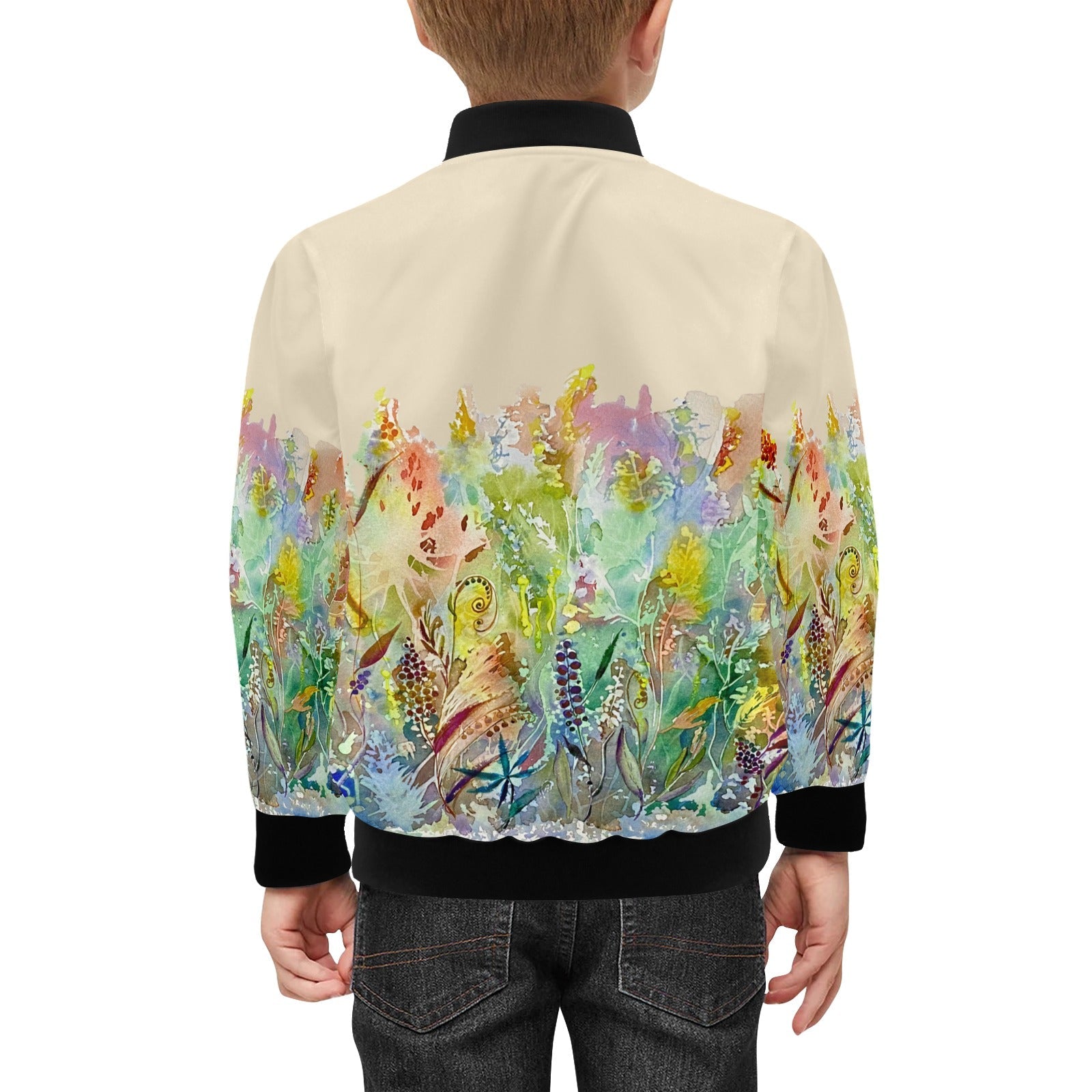 Merry Lawn Mocha Kids' Bomber Jacket with Pockets (Model H40) - Lana Art Sweden
