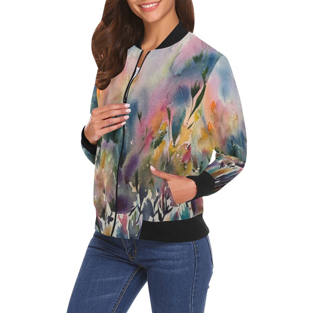 Morning Dew All Over Print Bomber Jacket for Women - Lana Art Sweden