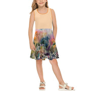 Morning Dew Orange Blossom Girls' Sleeveless Sundress - Lana Art Sweden