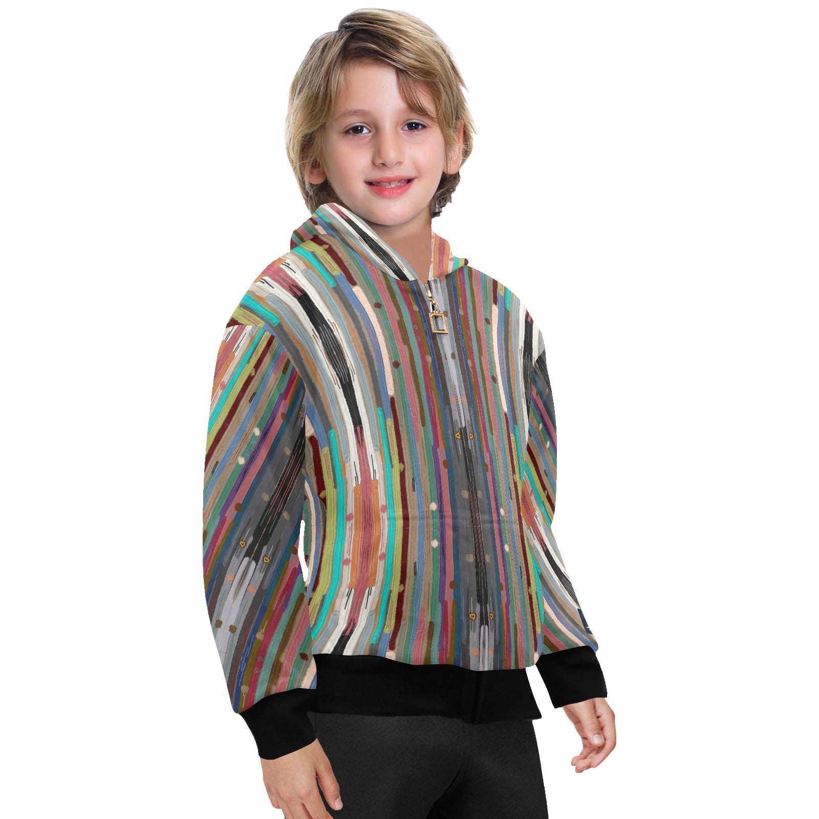 My Stripes Mega Big Boys' Zip Up Hoodie (H58) - Lana Art Sweden