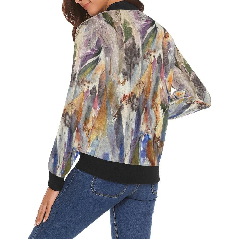 Mystery Plants All Over Print Bomber Jacket for Women - Lana Art Sweden