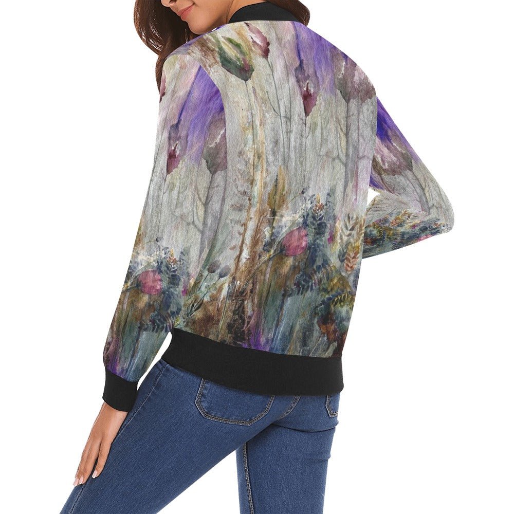 Mystic Tulips All Over Print Bomber Jacket for Women - Lana Art Sweden