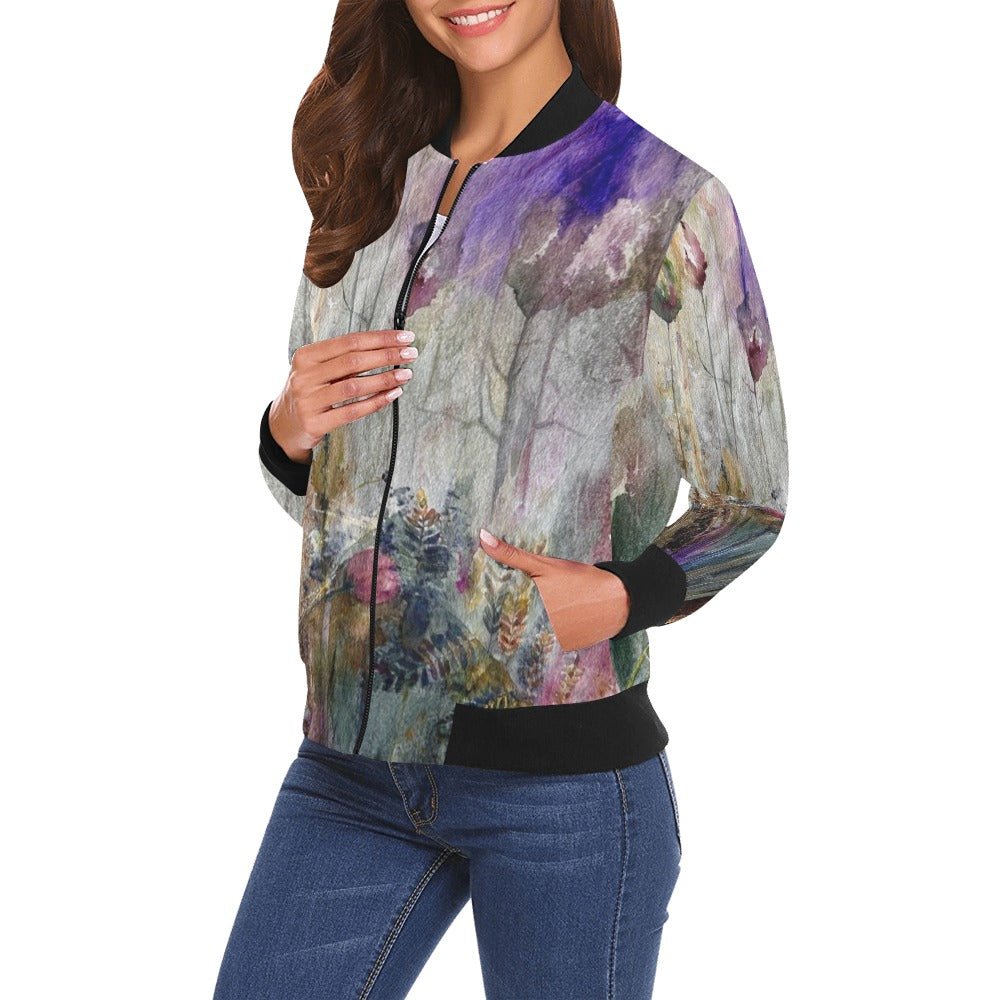 Mystic Tulips All Over Print Bomber Jacket for Women - Lana Art Sweden