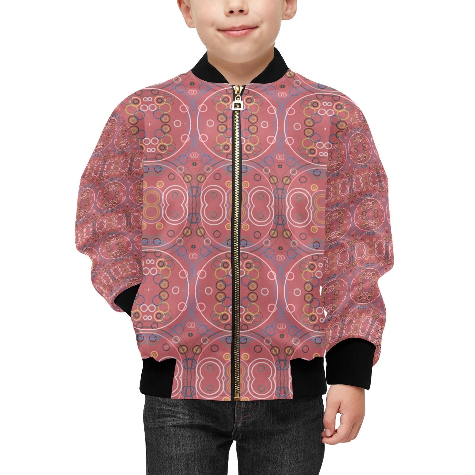 Old Rose Circus Kids' Bomber Jacket with Pockets (Model H40) - Lana Art Sweden