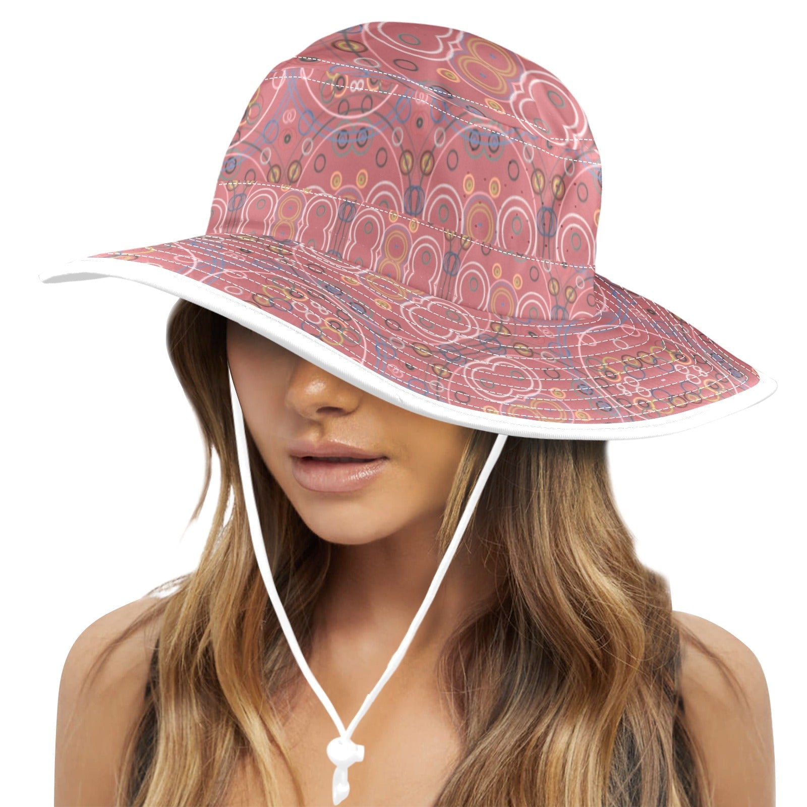 Old Rose Circus Small Wide Brim Bucket Hat - Lana Art Sweden