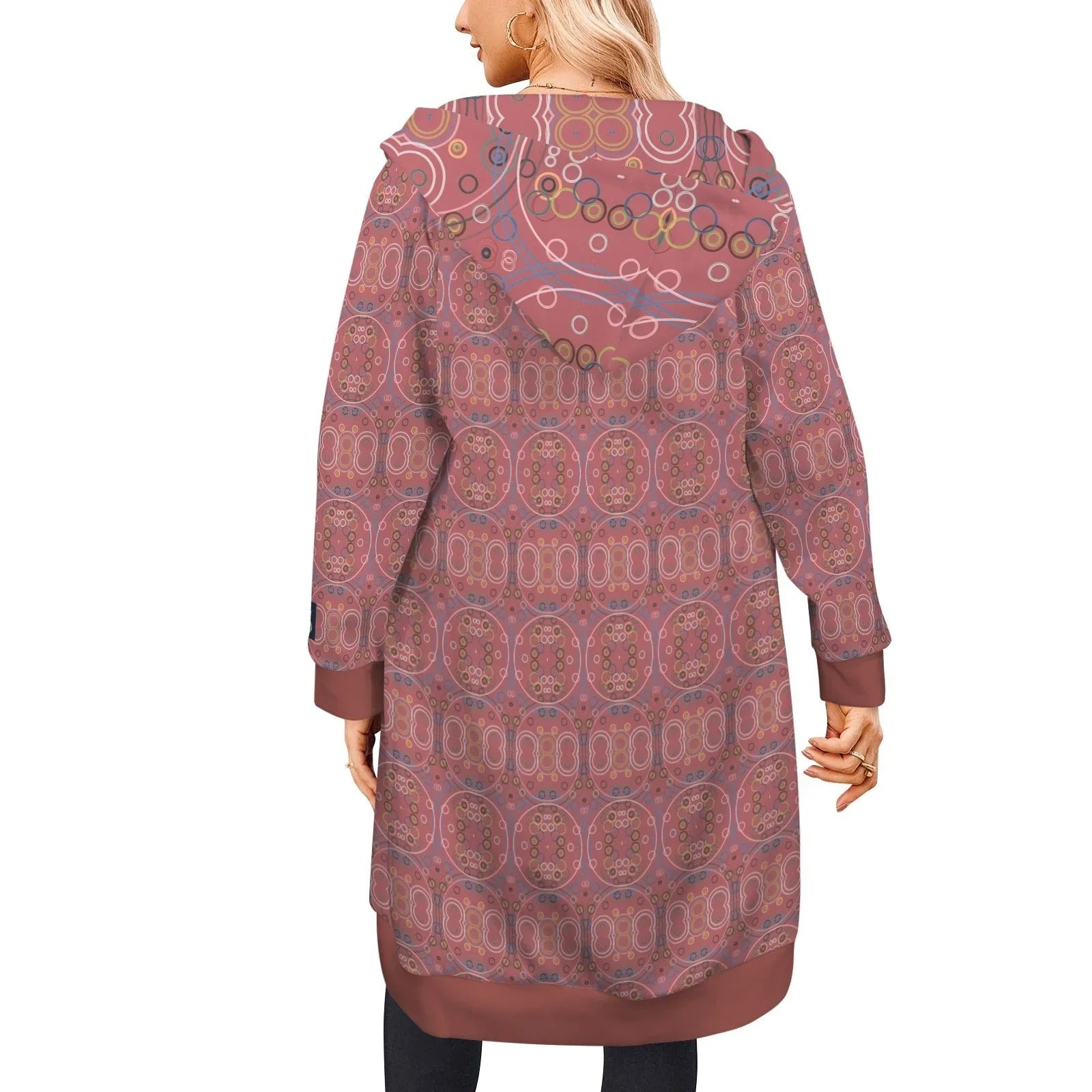 Old Rose Circus Women's Long Hooded Jacket - Lana Art Sweden