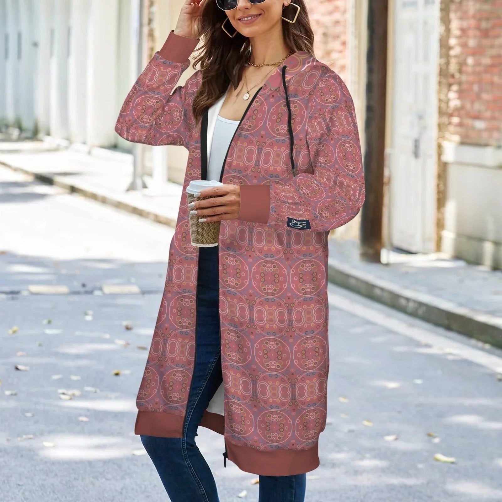 Old Rose Circus Women's Long Hooded Jacket - Lana Art Sweden