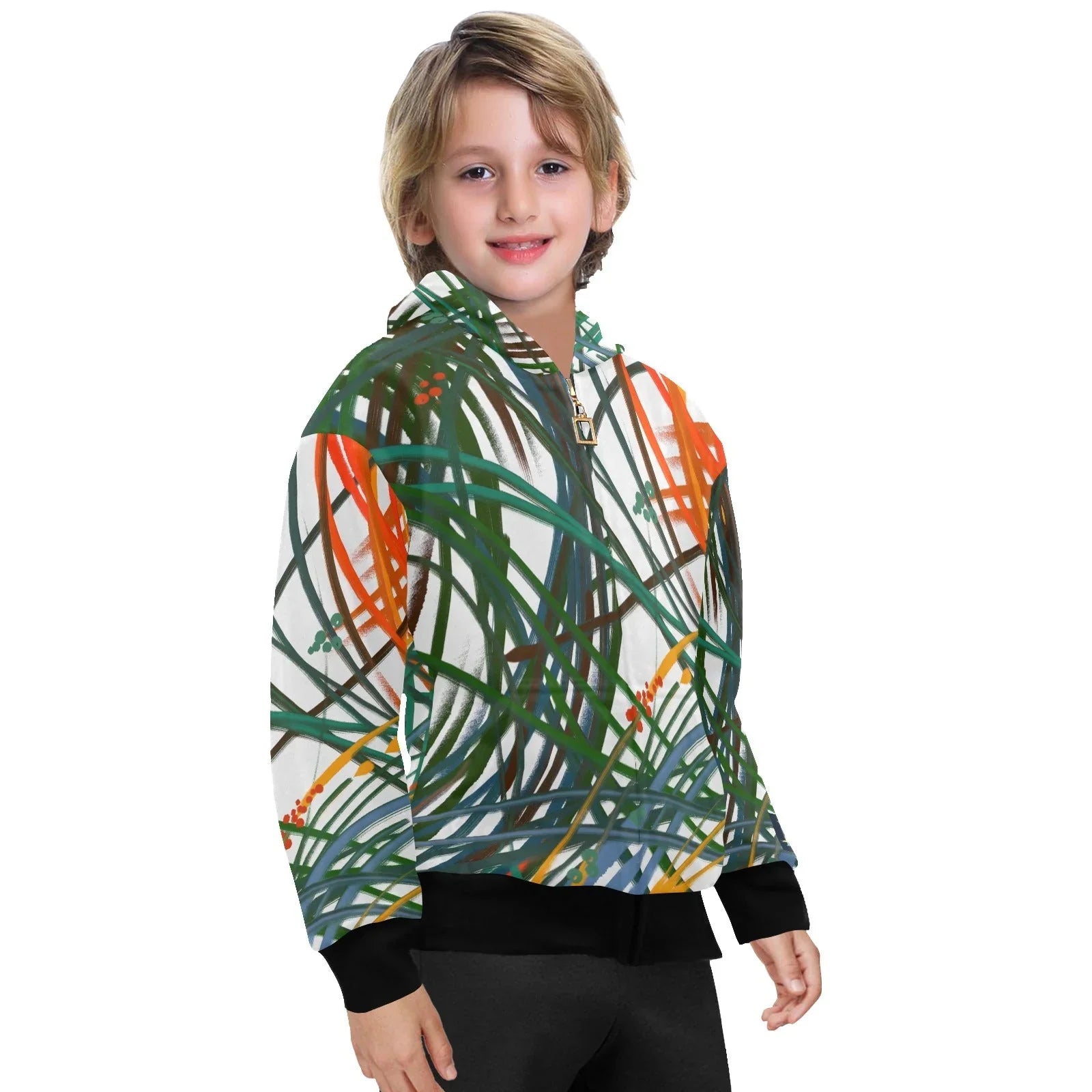 Pampa Grass Big Boys' Zip Up Hoodie (H58) - Lana Art Sweden