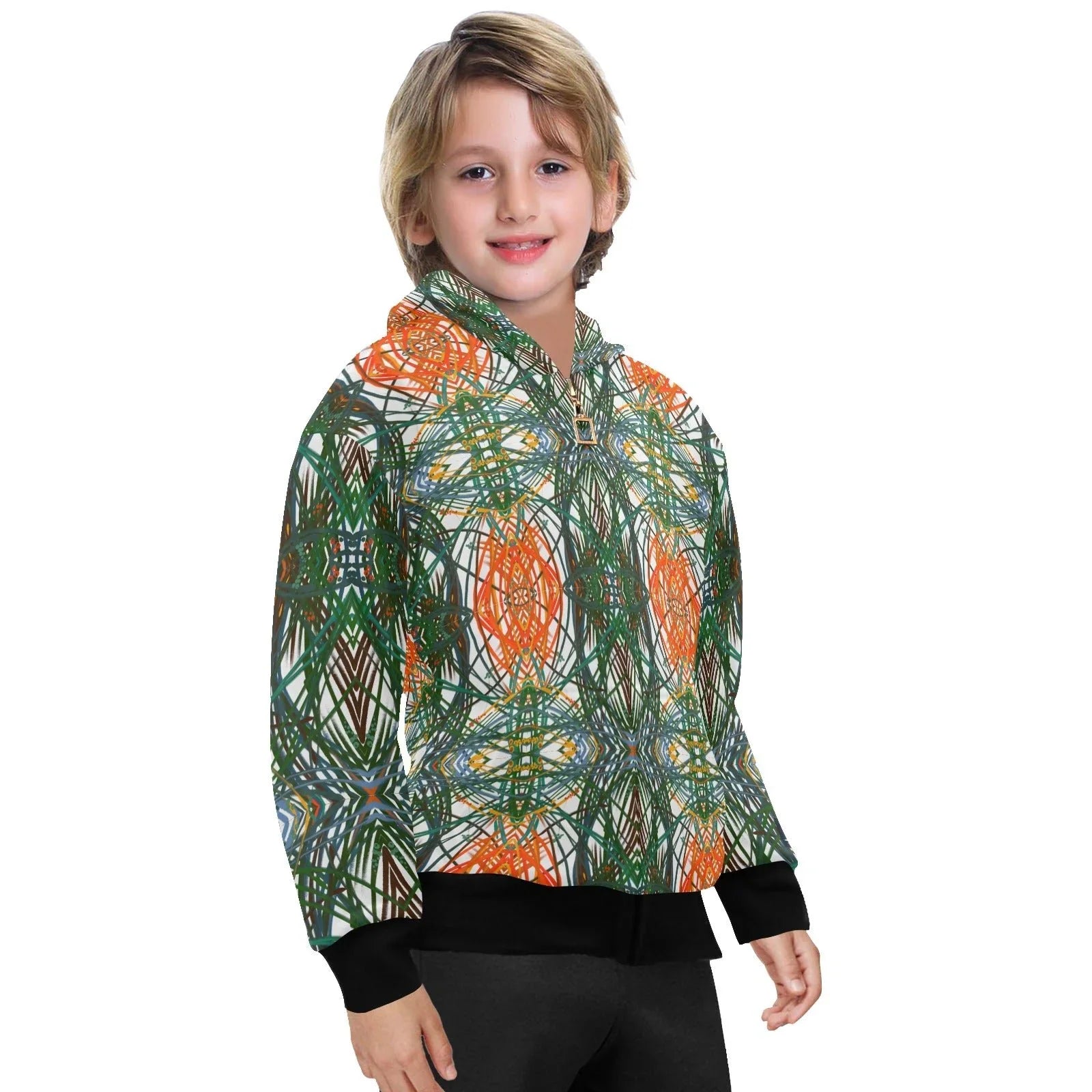 Pampa Grass Mega Big Boys' Zip Up Hoodie (H58) - Lana Art Sweden