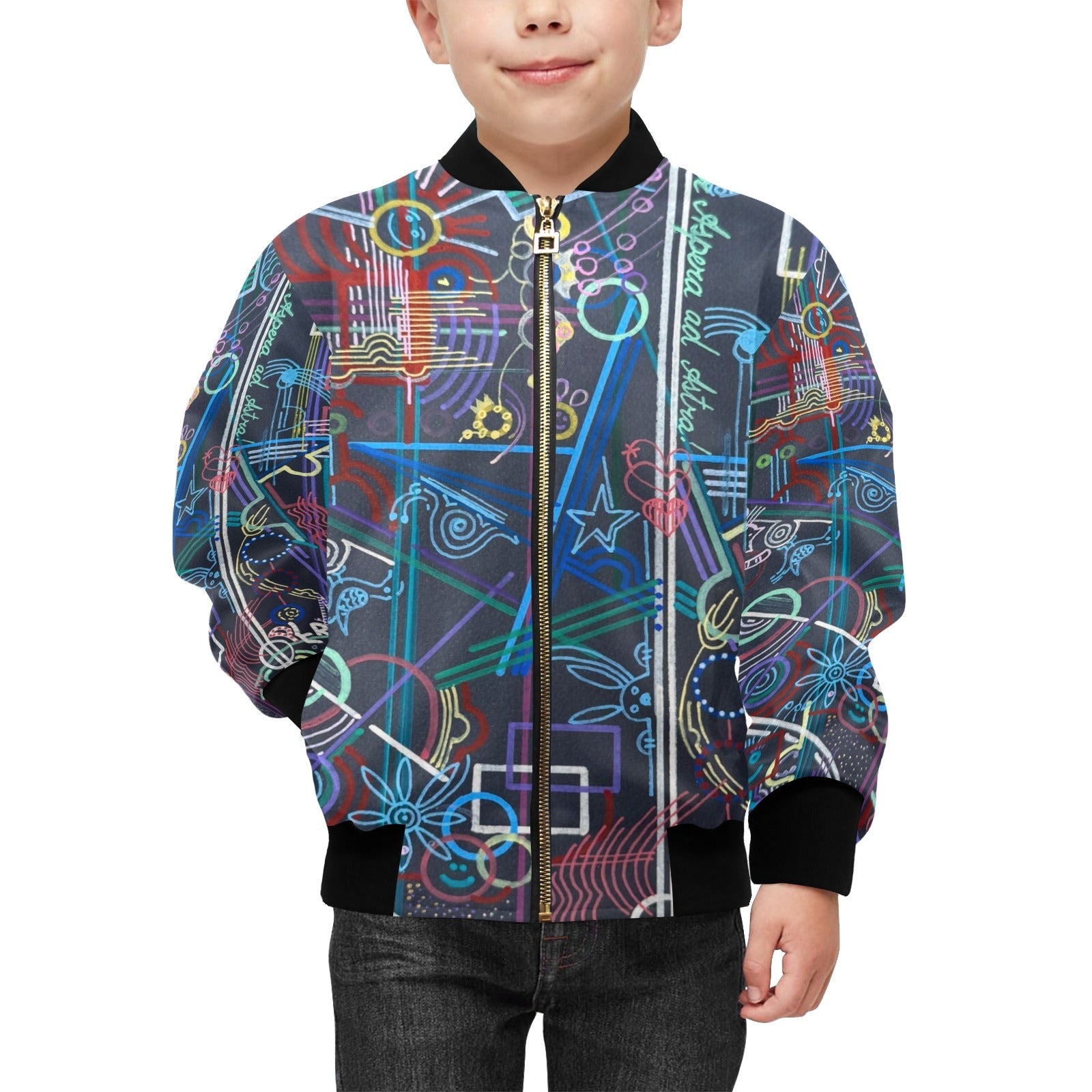 Per Aspera Animals Kids' lined My City Bomber Jacket with Pockets - Lana Art Sweden