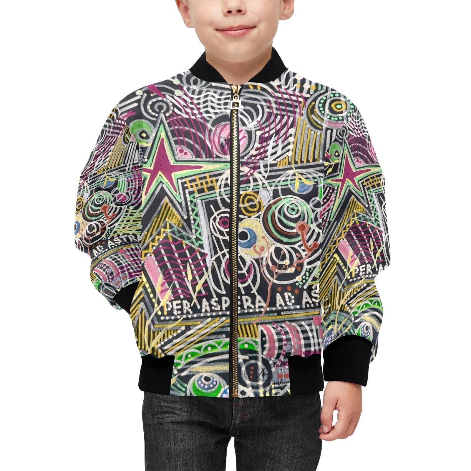 Per Aspera Classic Kids' lined My City Bomber Jacket with Pockets - Lana Art Sweden