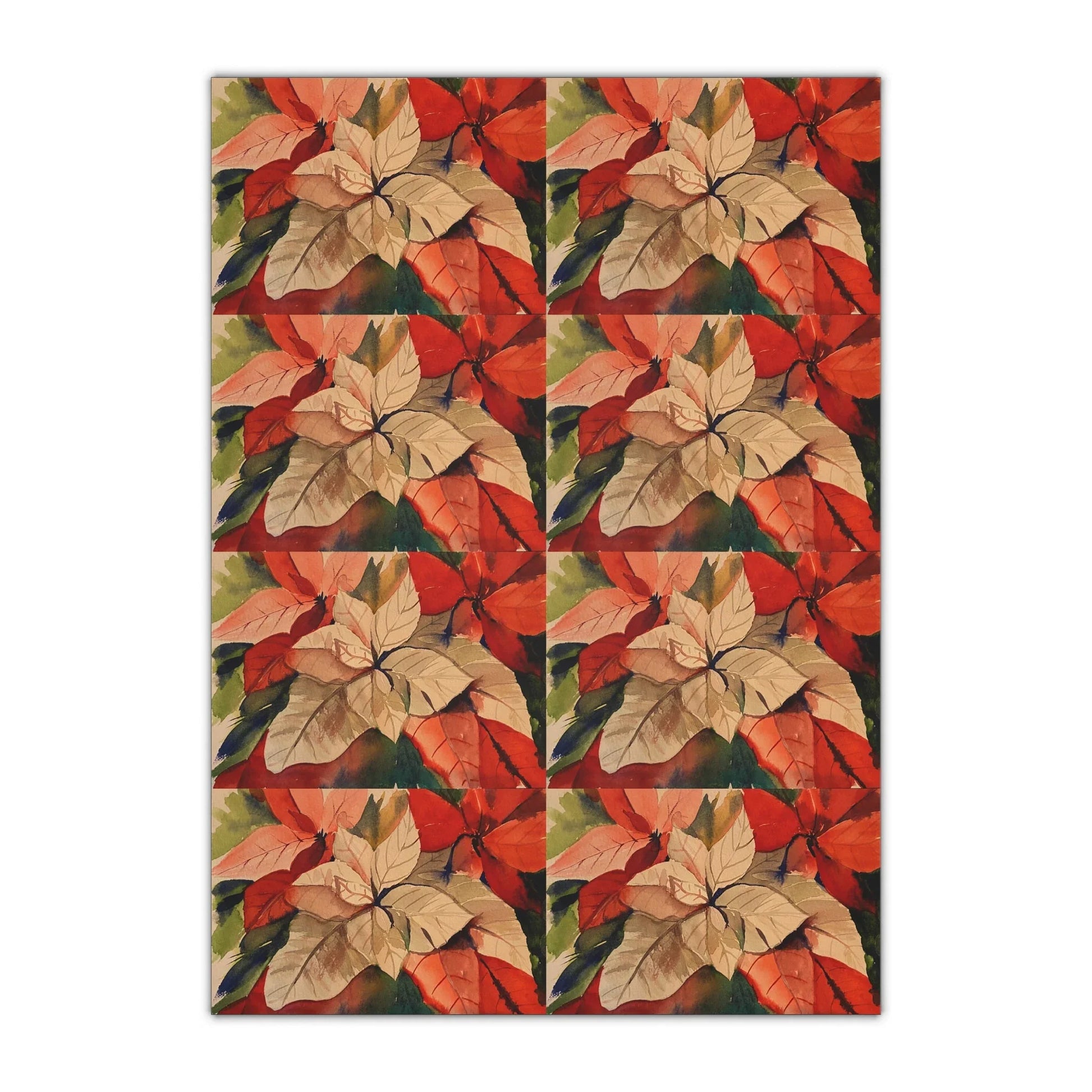 Poinsettia Original Artwork Gift Wrapping Paper Sheets, 1pc - Lana Art Sweden