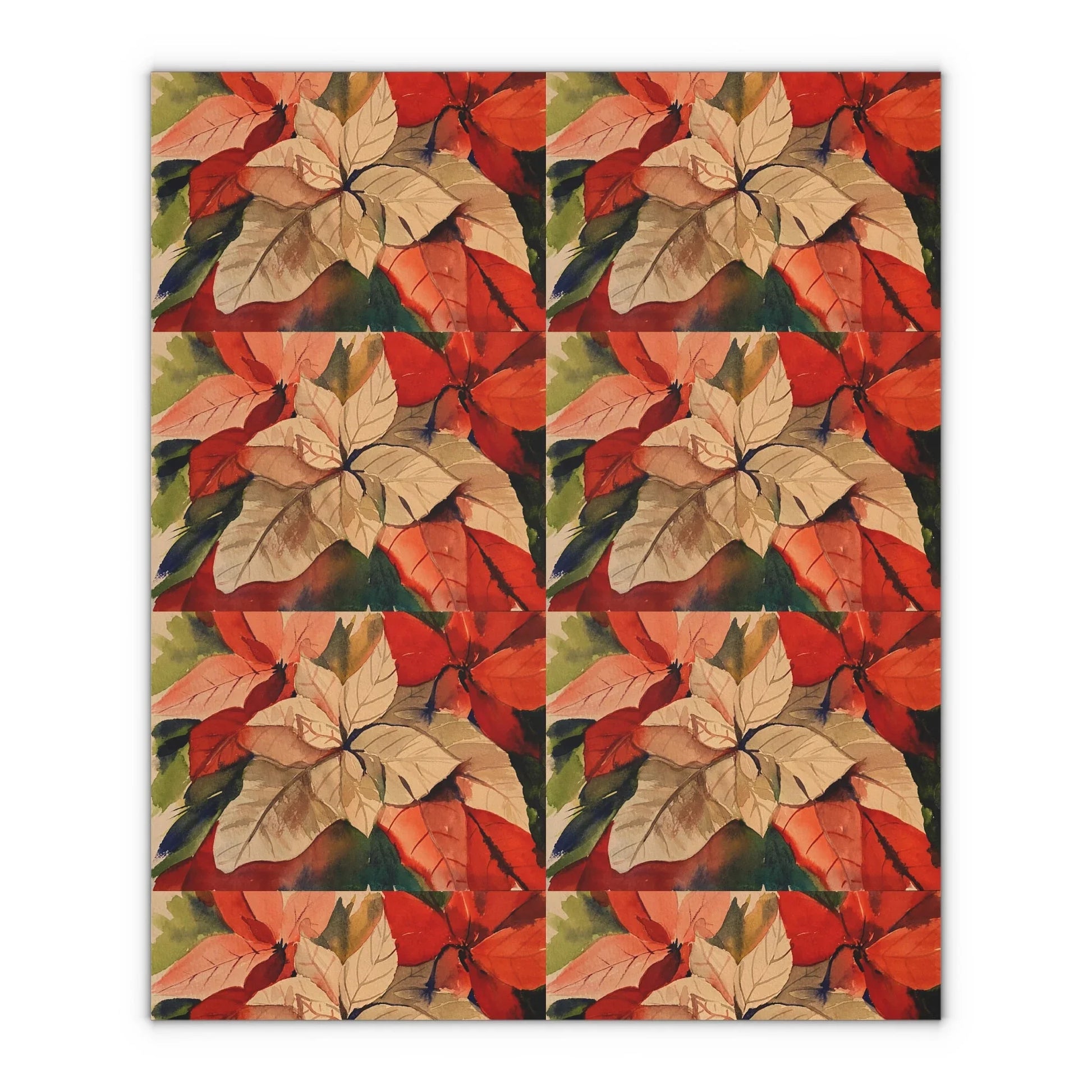Poinsettia Original Artwork Gift Wrapping Paper Sheets, 1pc - Lana Art Sweden