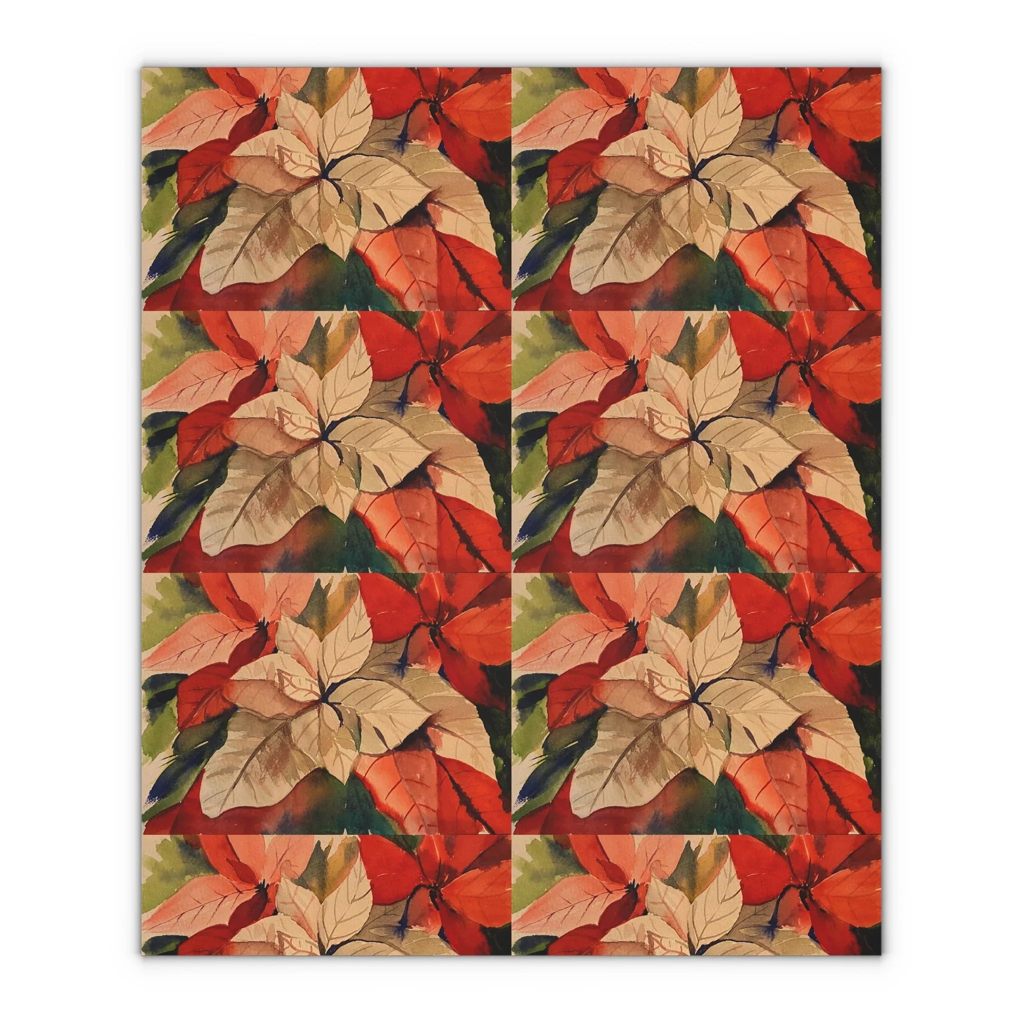 Poinsettia Original Artwork Gift Wrapping Paper Sheets, 1pc - Lana Art Sweden