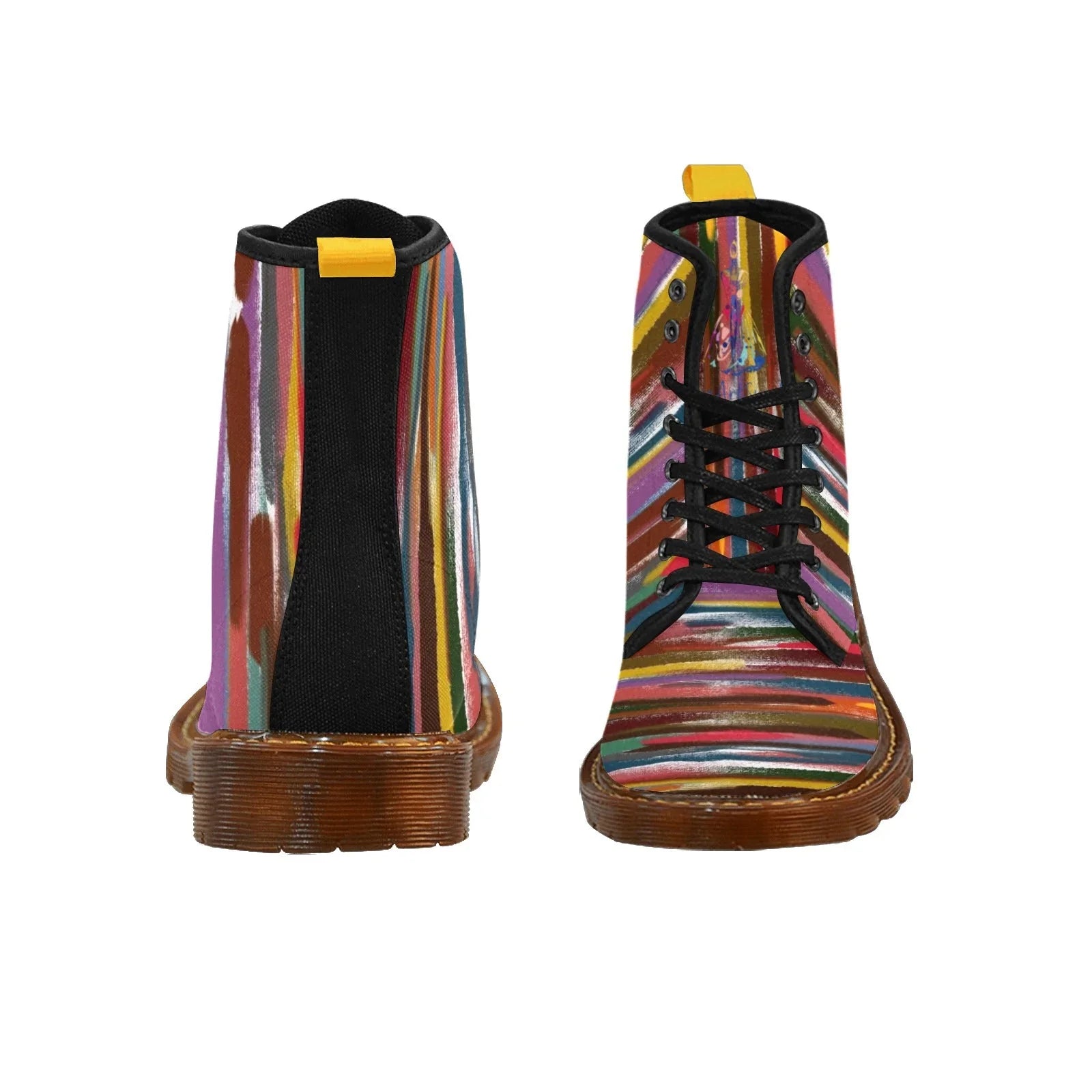 Power Stripes Custom Canvas Boots For Women - Lana Art Sweden