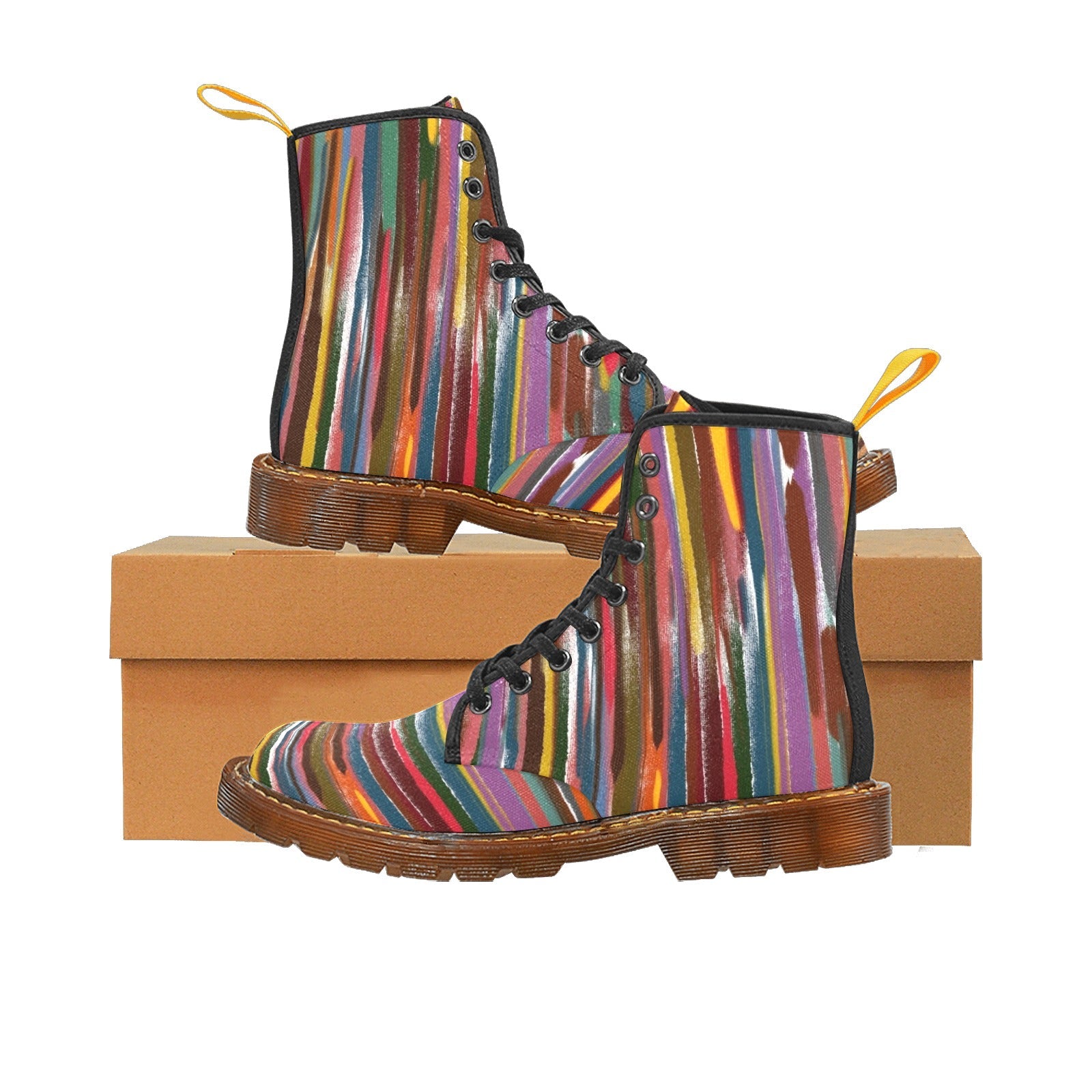 Power Stripes Custom Canvas Boots For Women - Lana Art Sweden