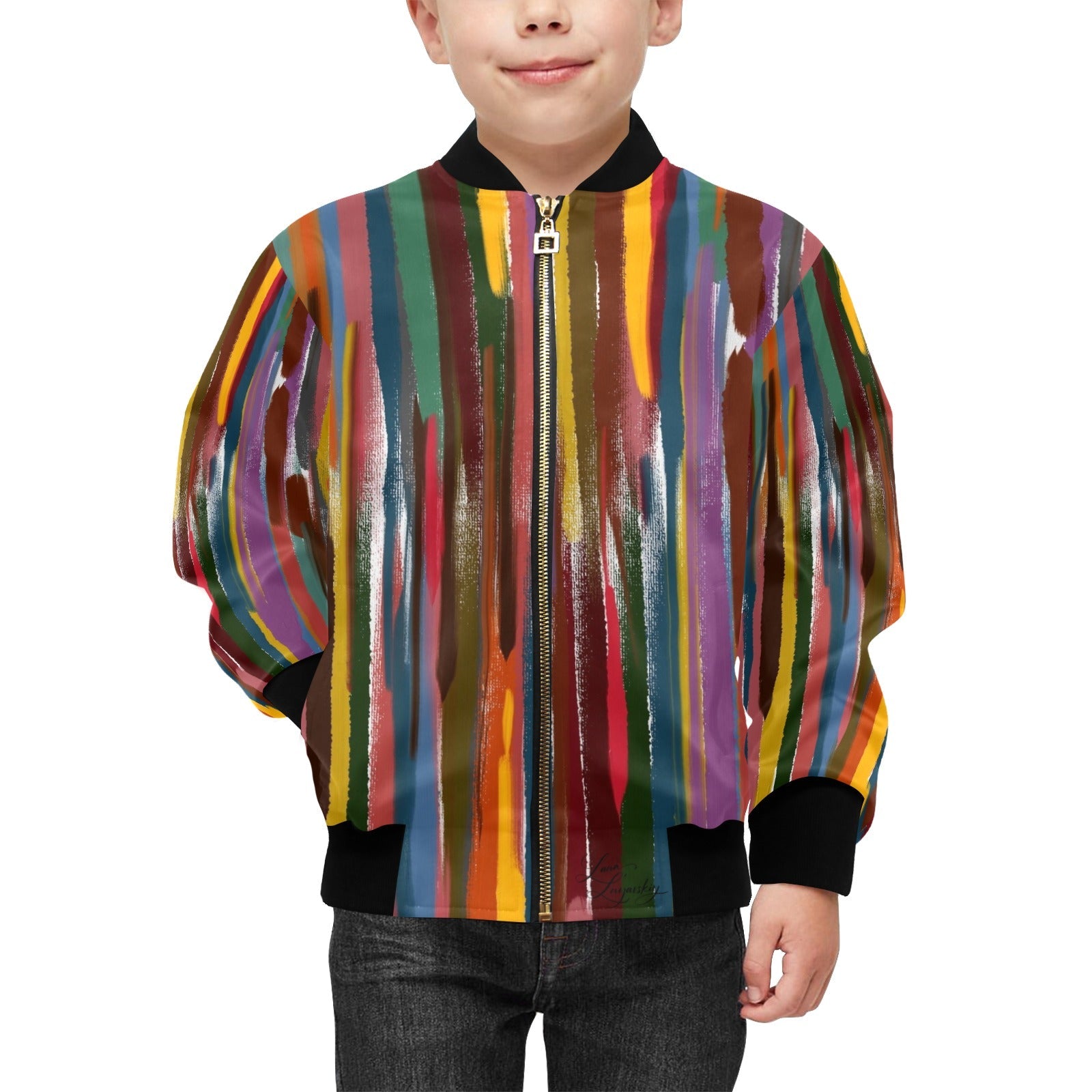 Power Stripes Kids' lined My City Bomber Jacket with Pockets - Lana Art Sweden