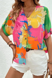 Printed Button Up Half Sleeve Shirt - Lana Art Sweden