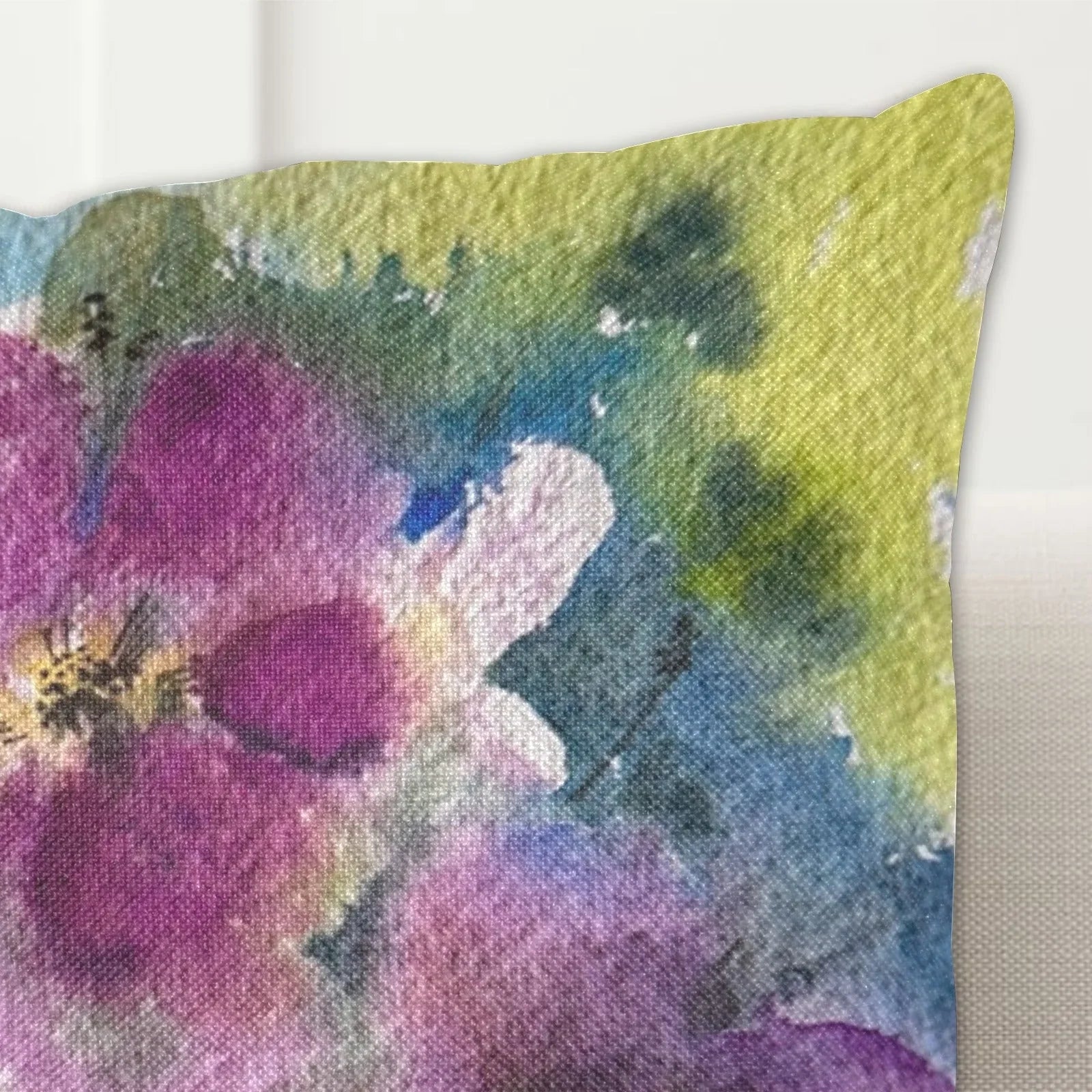 Purple Lawn and Red Hybiscus Linen Zippered Pillowcase 18"x18"(Pack of 2) - Lana Art Sweden