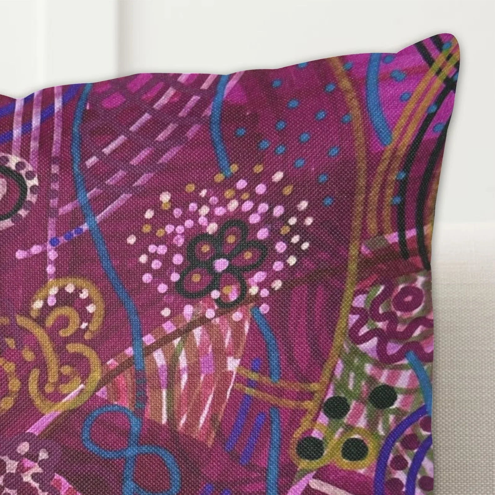 Purple Swirls and Fall Flowers Linen Zippered Pillowcase 18"x18"(Pack of 2) - Lana Art Sweden
