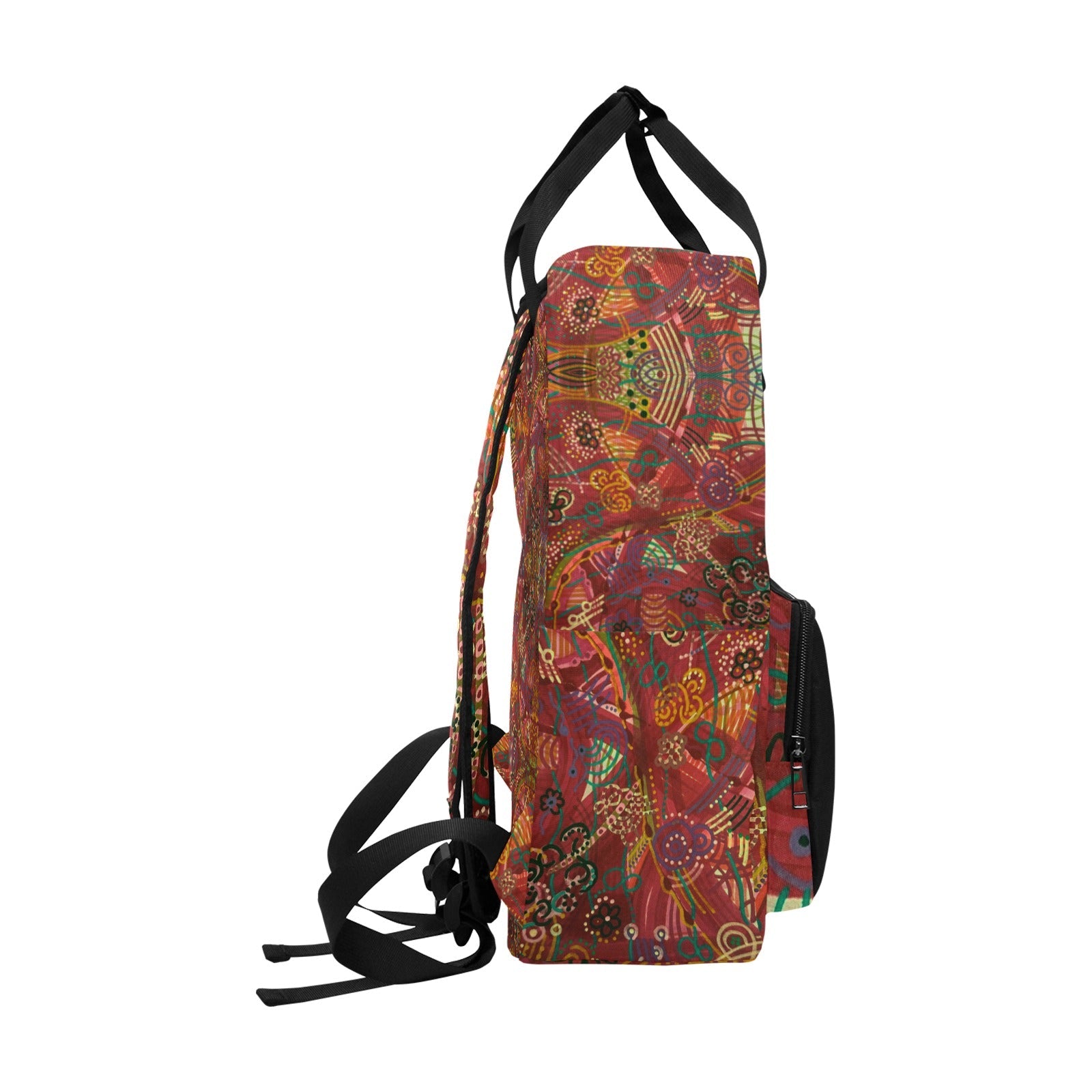 Purple Swirls Red Twin Handle Backpac - Lana Art Sweden