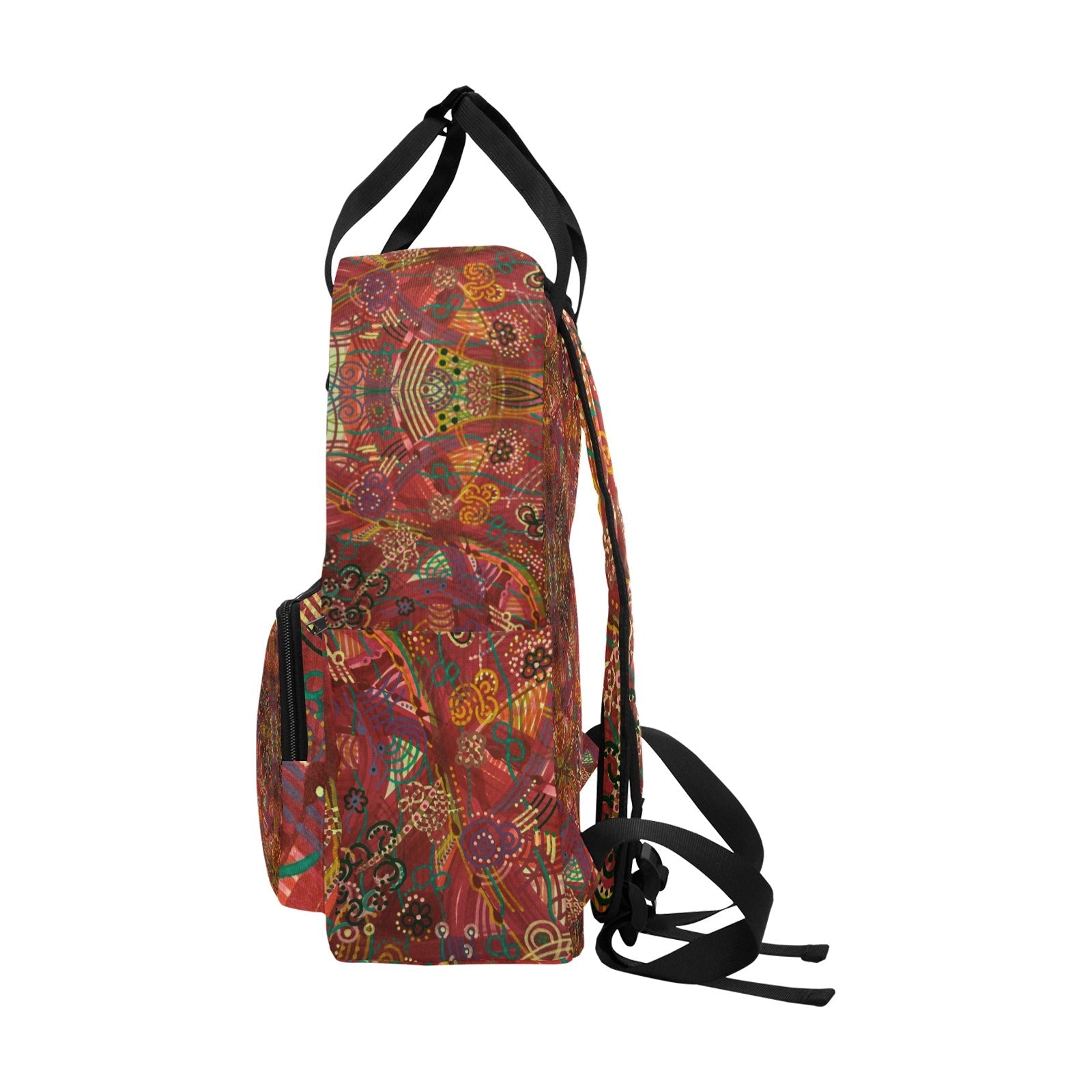Purple Swirls Red Twin Handle Backpac - Lana Art Sweden