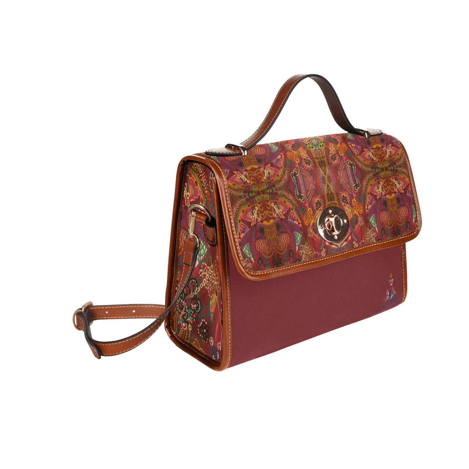 Purple Swirls Red Waterproof Shoulder Strap Canvas Bag - Lana Art Sweden