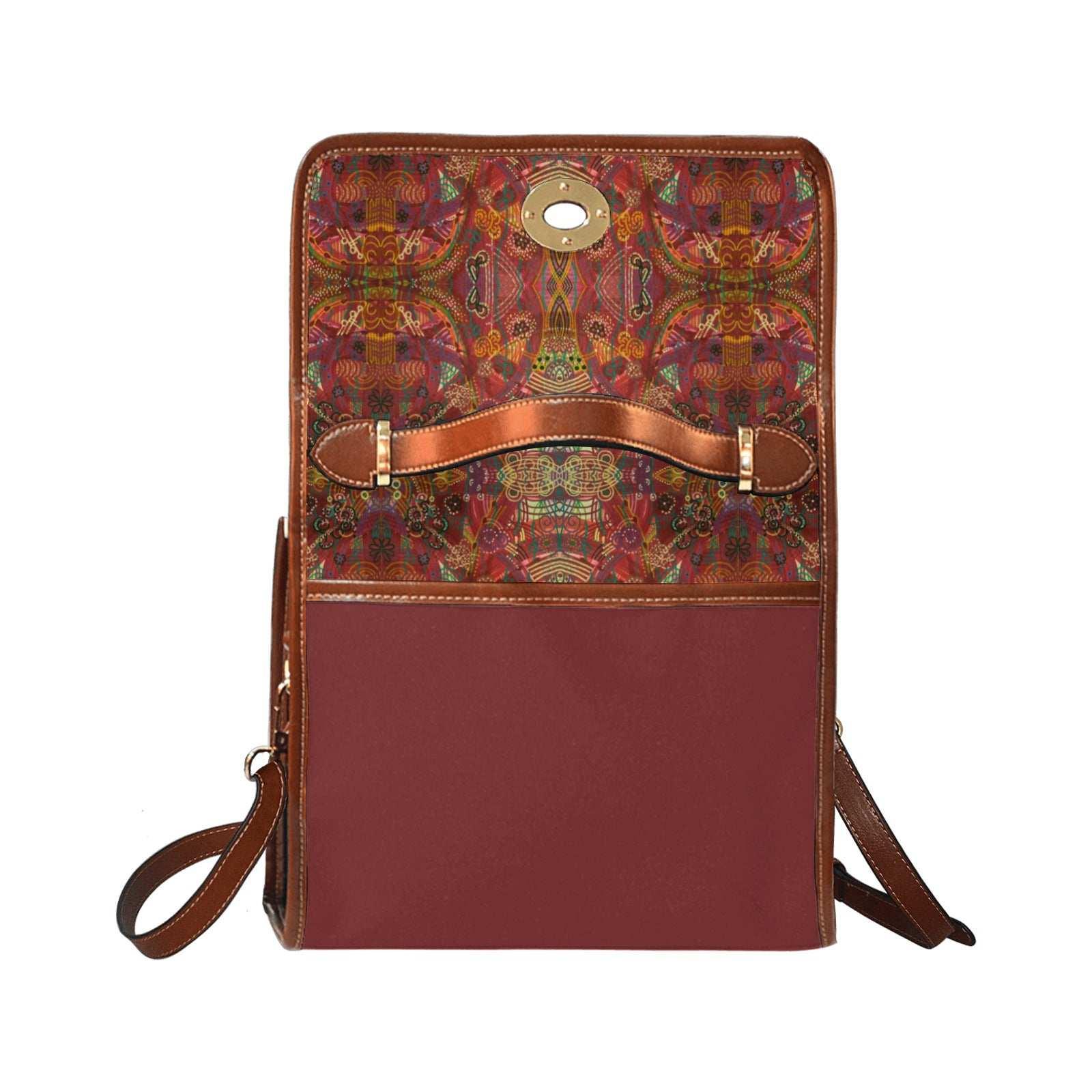 Purple Swirls Red Waterproof Shoulder Strap Canvas Bag - Lana Art Sweden