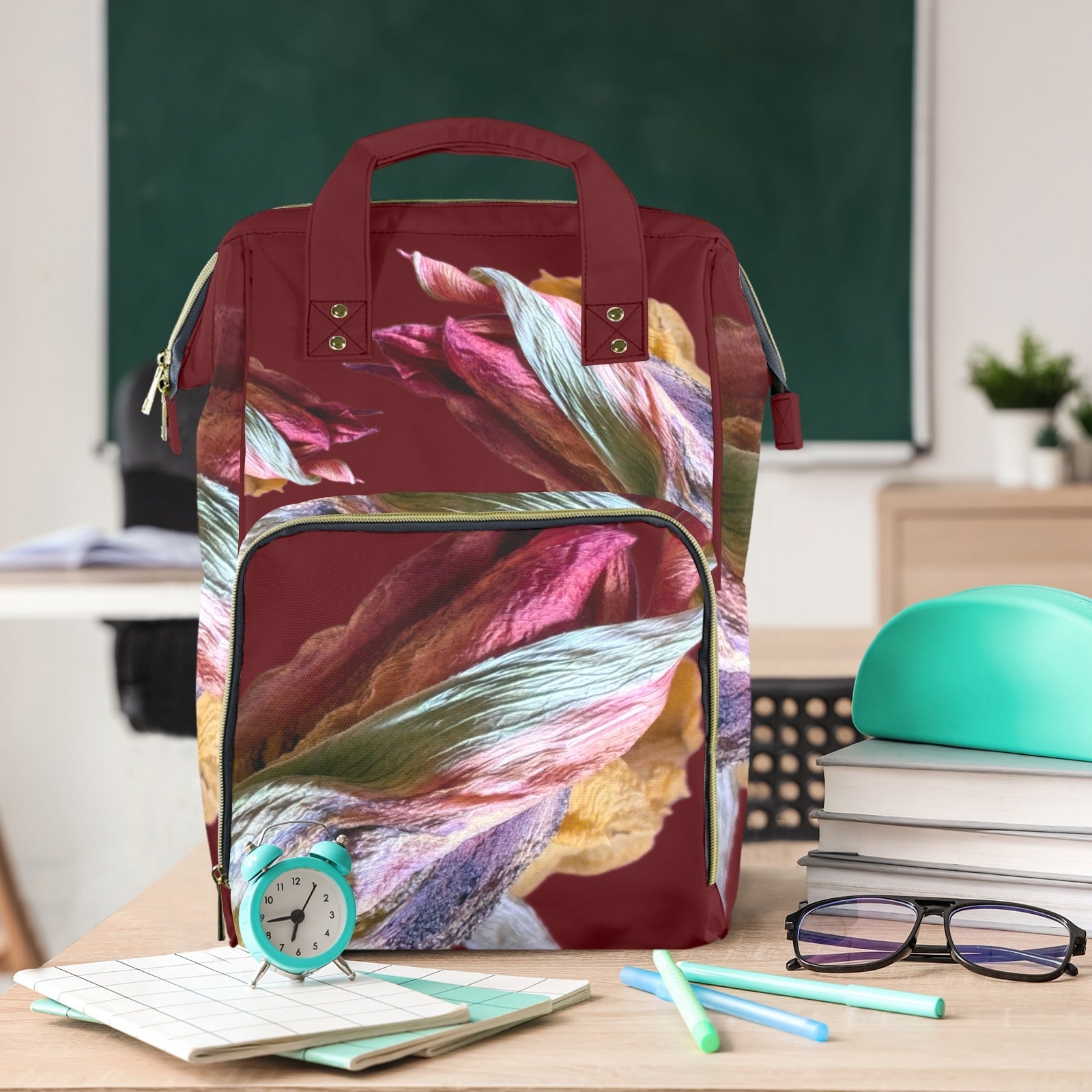 Red Tulip Twist Cherry Multi - Function Travel Diaper Bag - Large - Lana Art Sweden