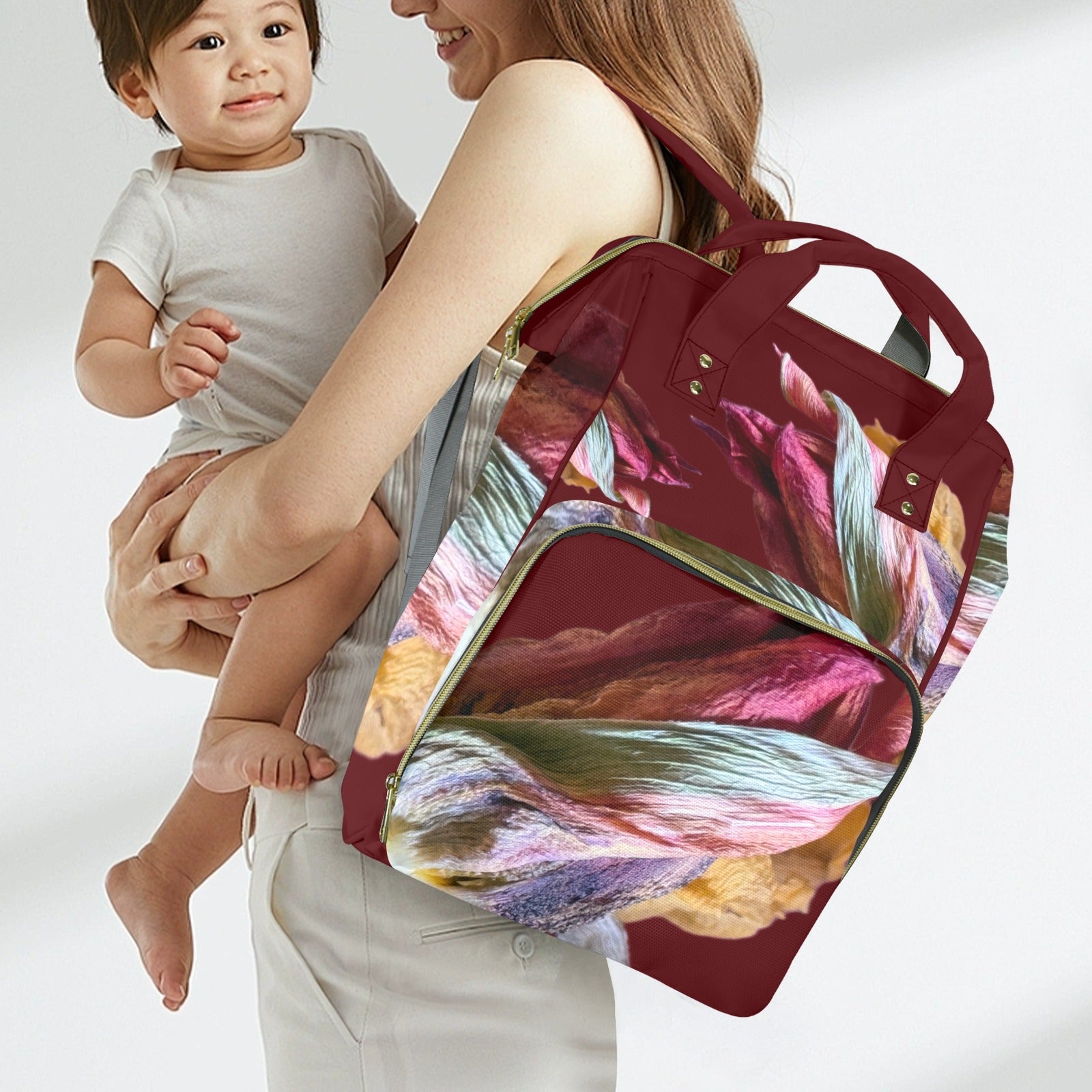 Red Tulip Twist Cherry Multi - Function Travel Diaper Bag - Large - Lana Art Sweden