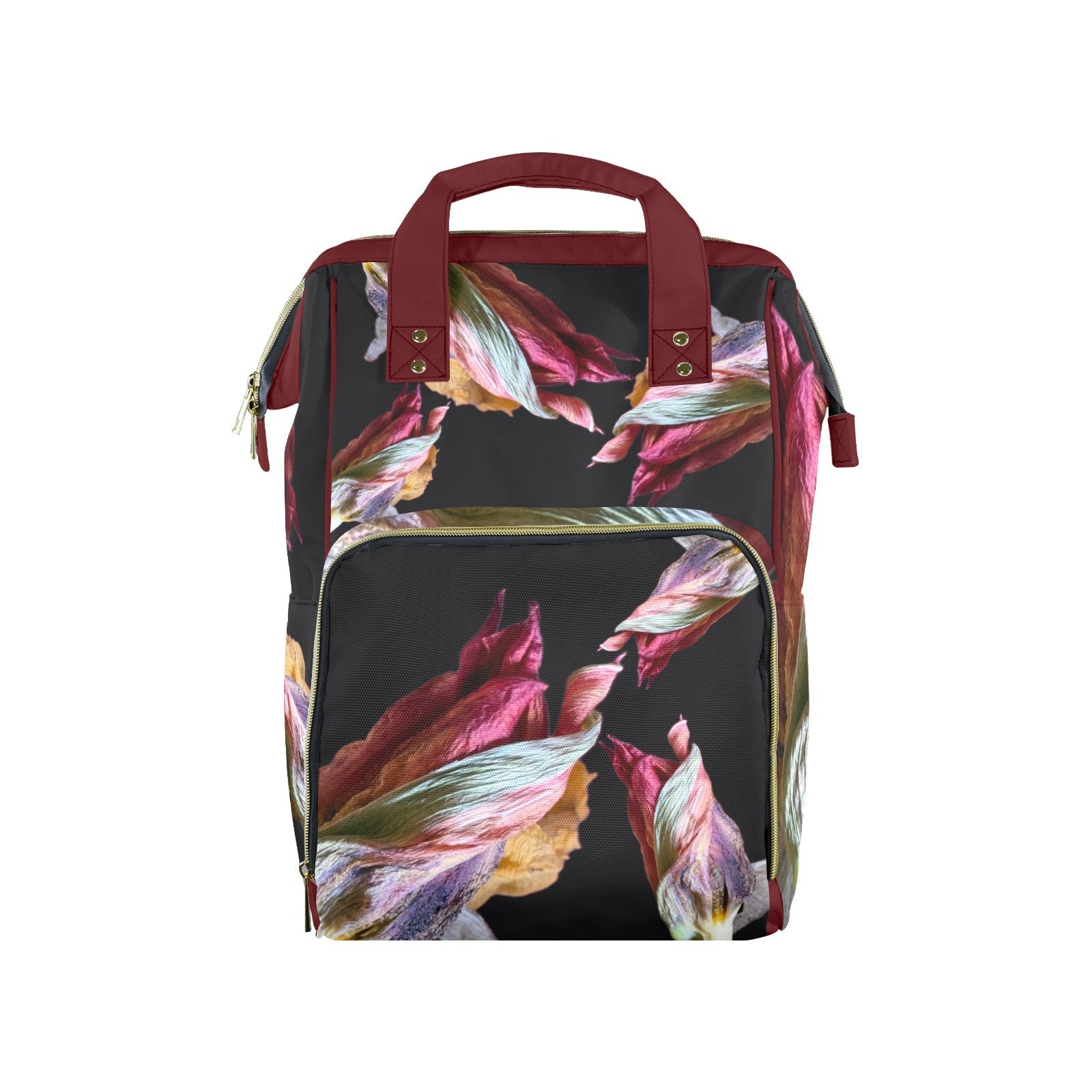 Red Tulip Twist Noir Multi - Function Travel Diaper Bag - Large - Lana Art Sweden