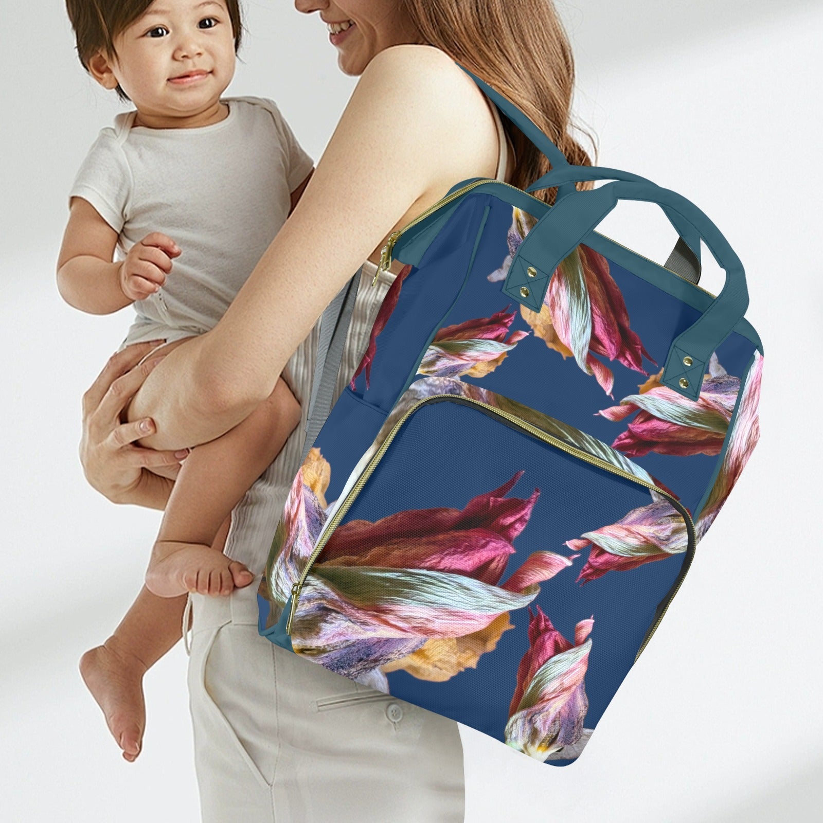 Red Tulip Twist Twilight Multi - Function Travel Diaper Bag - Large - Lana Art Sweden