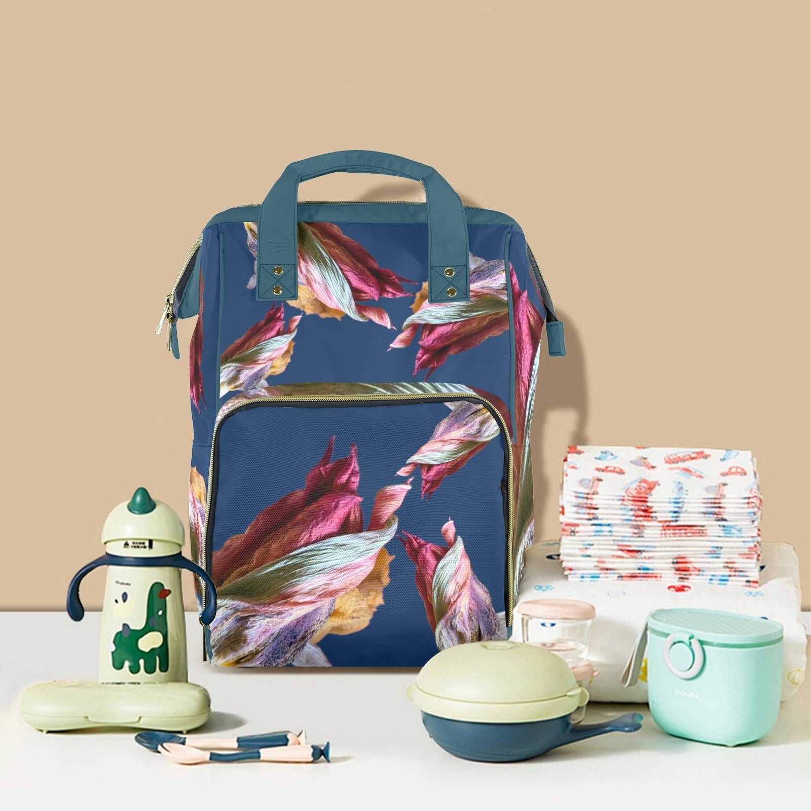 Red Tulip Twist Twilight Multi - Function Travel Diaper Bag - Large - Lana Art Sweden