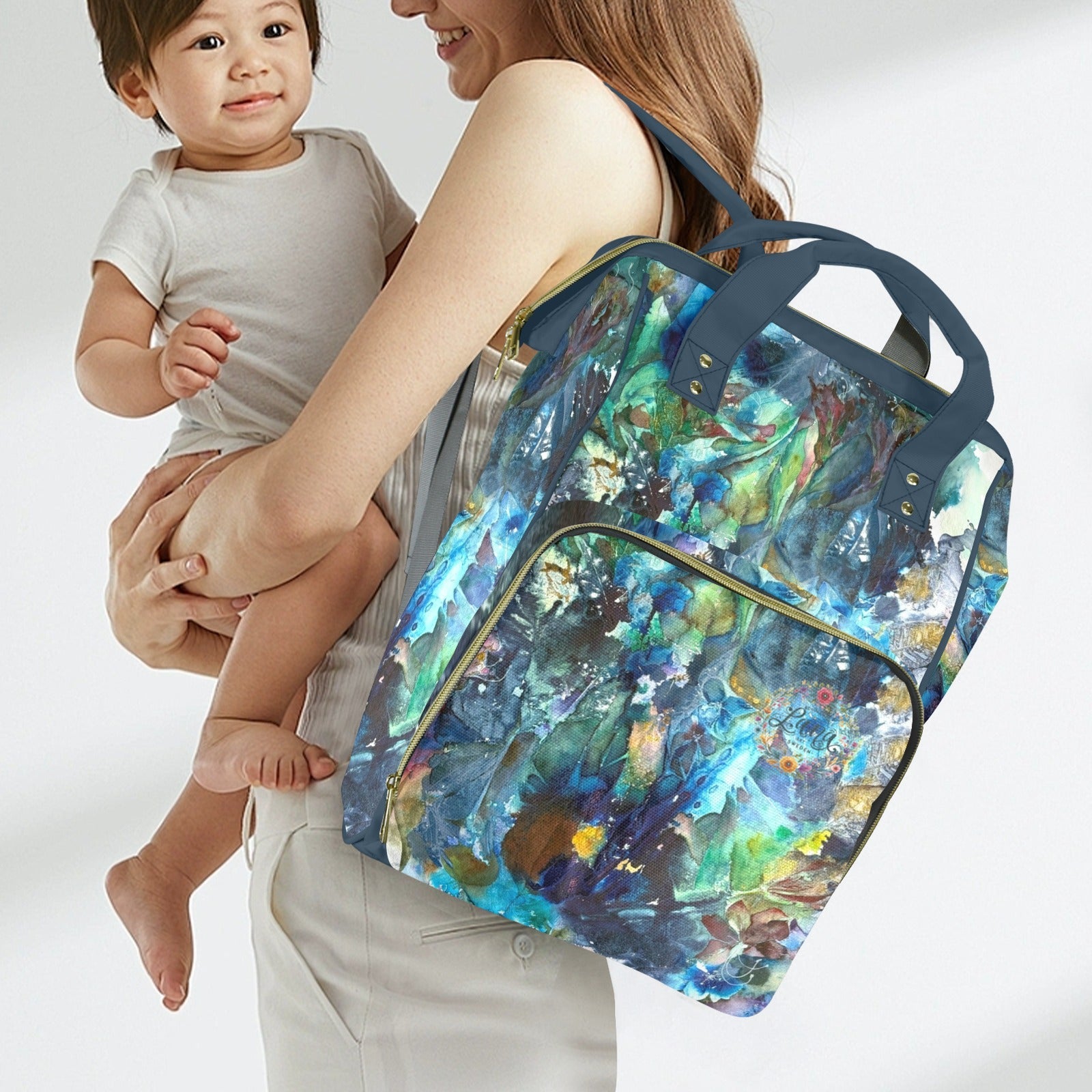 Rhapsody of Spring Sea Green Multi - Function Travel Diaper Bag - Large - Lana Art Sweden