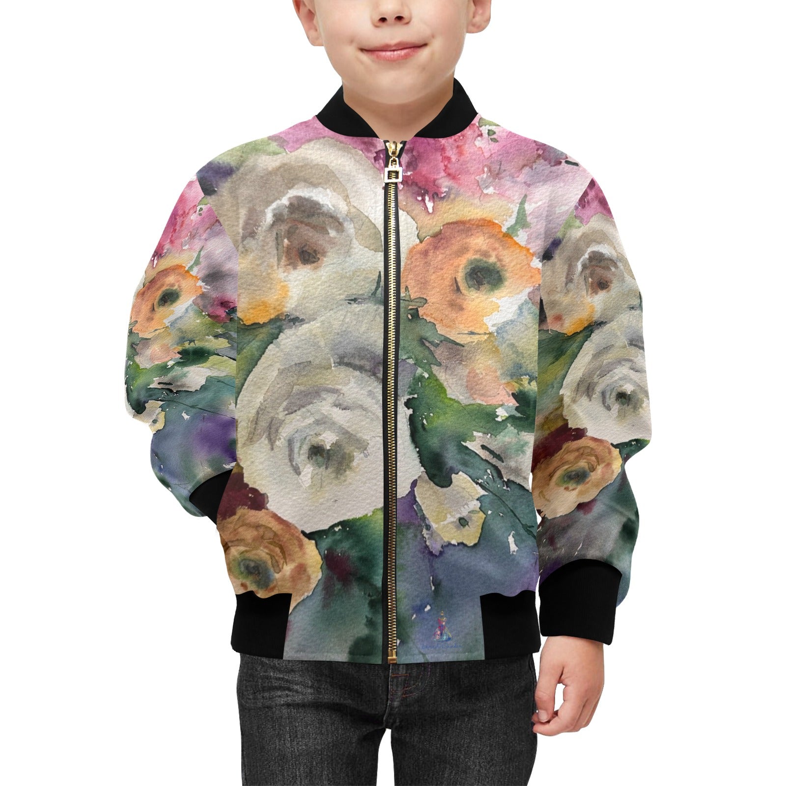 Roses for You! Kids' Bomber Jacket with Pockets (Model H40) - Lana Art Sweden