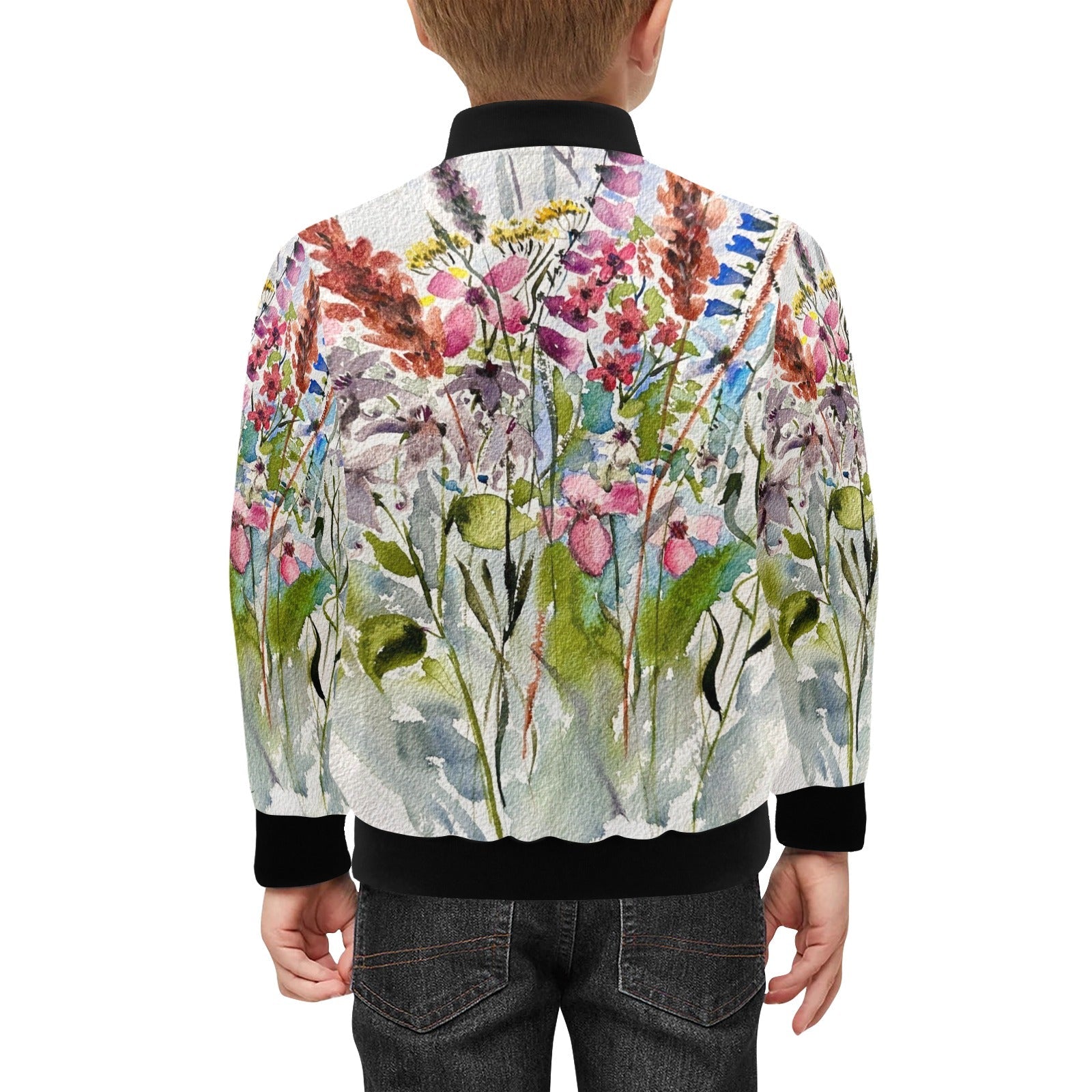 Shaggy Blooms Kids' Bomber Jacket with Pockets (Model H40) - Lana Art Sweden