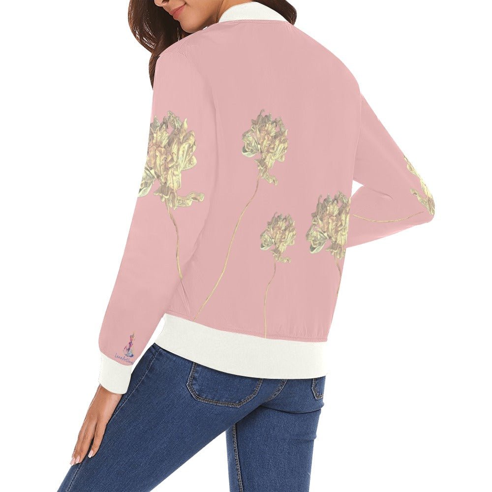 Shaggy Tulip Blush 2 Bomber Jacket for Women - Lana Art Sweden