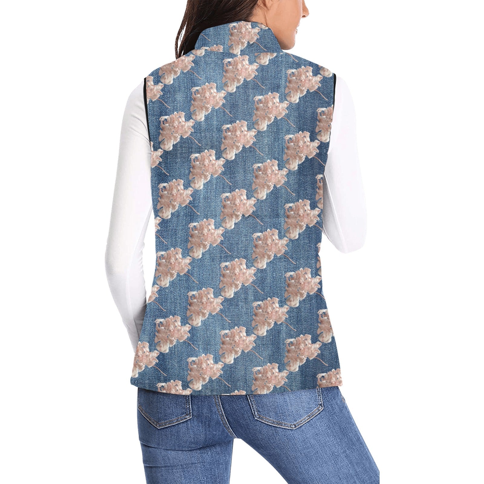 Shaggy Tulip Denim Women's Padded Vest - Lana Art Sweden