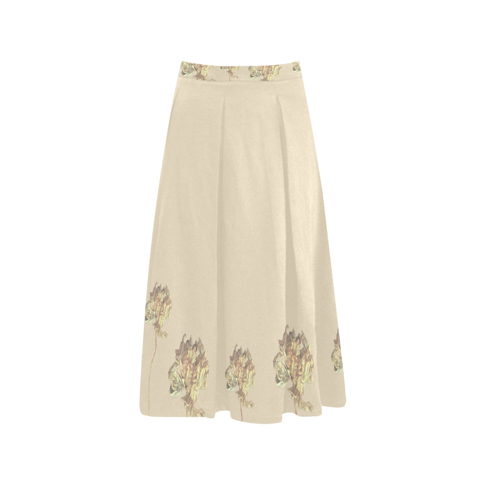 Single Tulip Almond Milk Mnemosyne Women's Crepe Skirt - Lana Art Sweden