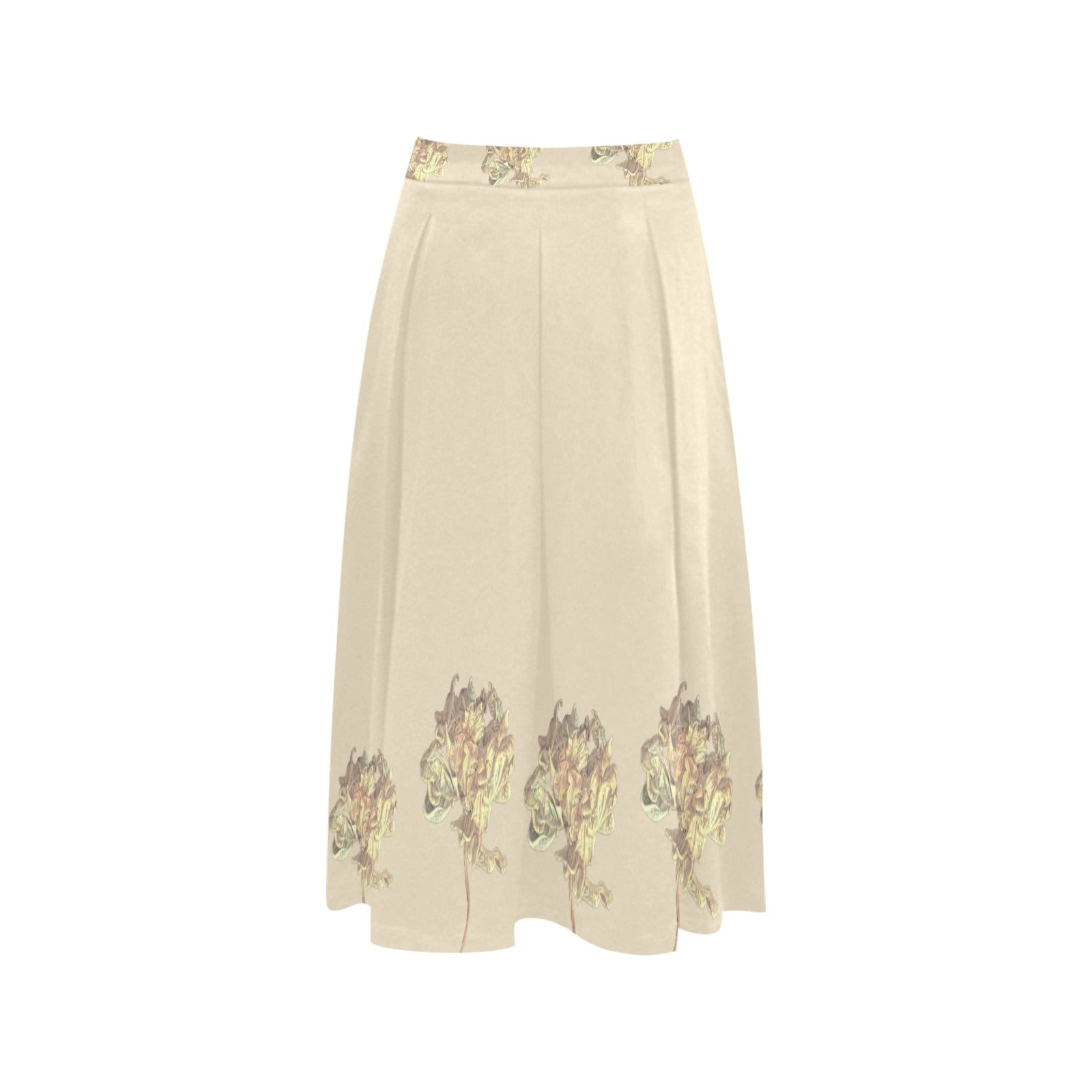 Single Tulip Almond Milk Mnemosyne Women's Crepe Skirt - Lana Art Sweden