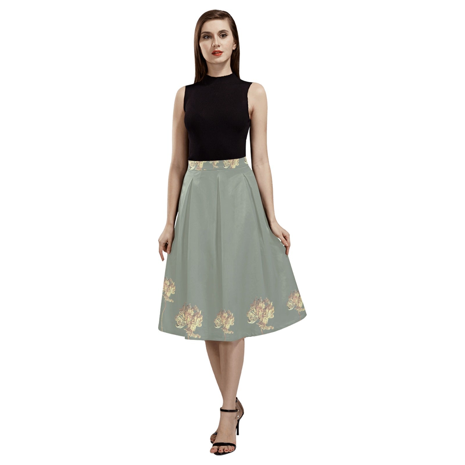 Single Tulip Moon Beam 2 Mnemosyne Women's Crepe Skirt - Lana Art Sweden