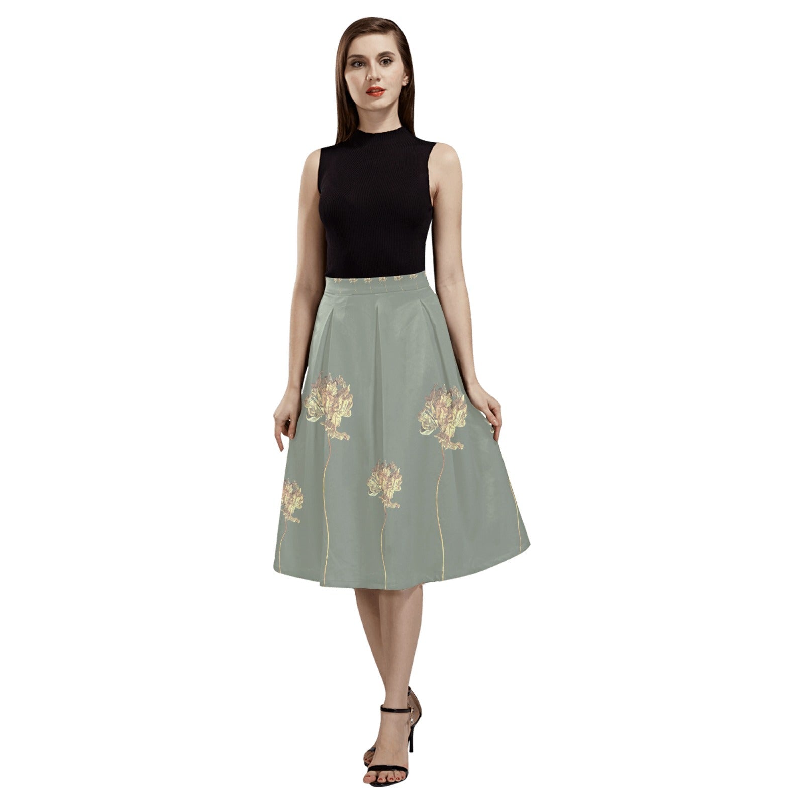 Single Tulip Moon Beam Mnemosyne Women's Crepe Skirt - Lana Art Sweden