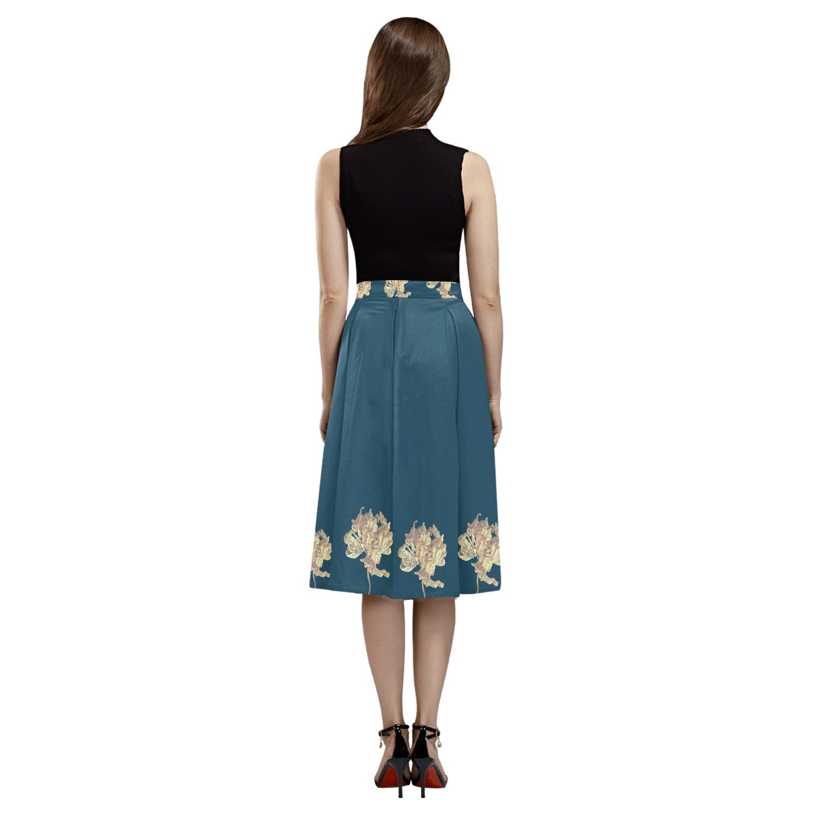 Single Tulip Ocean Mnemosyne Women's Crepe Skirt - Lana Art Sweden