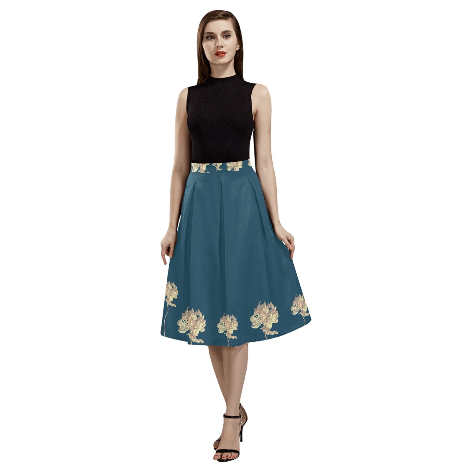 Single Tulip Ocean Mnemosyne Women's Crepe Skirt - Lana Art Sweden