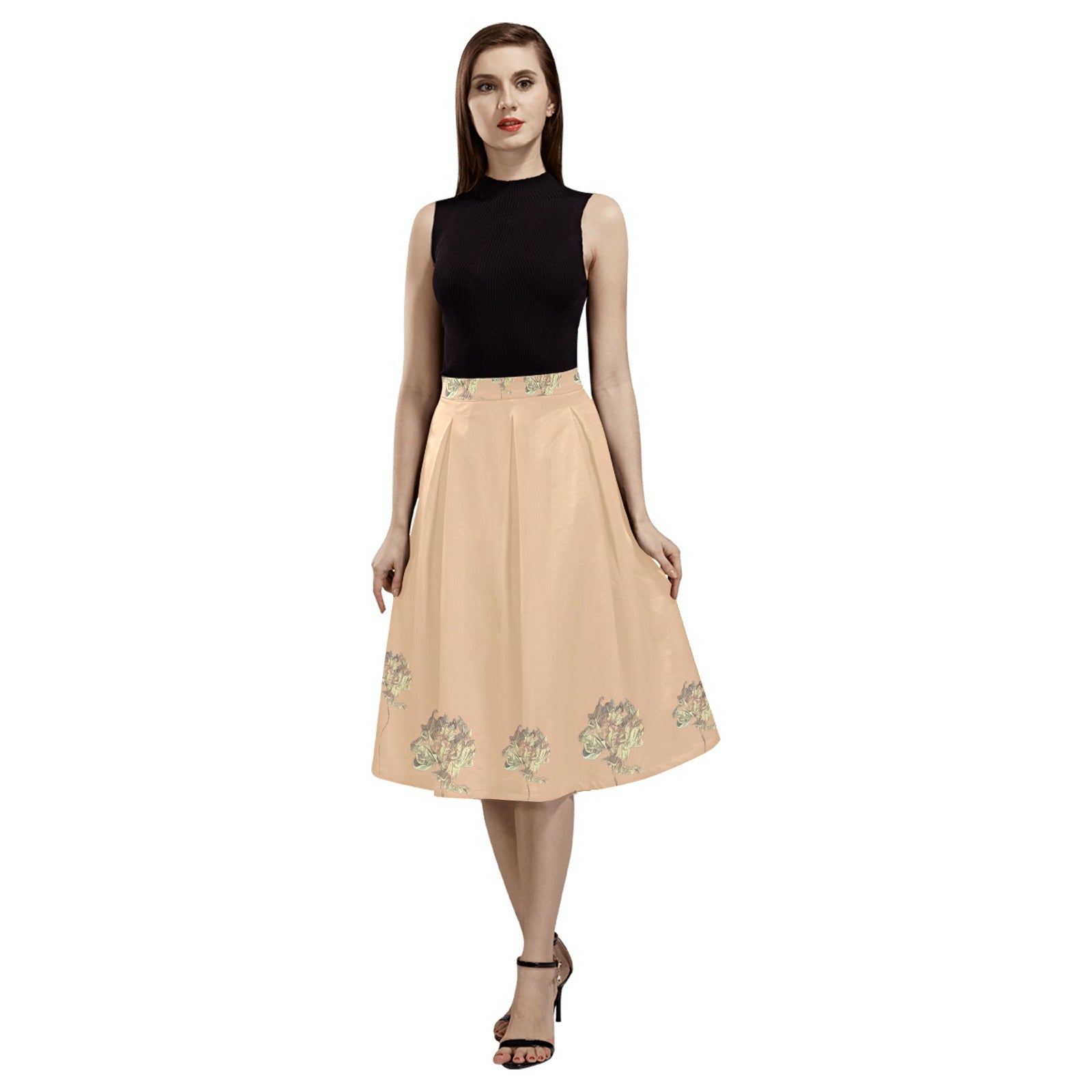 Single Tulip Sheepskin Mnemosyne Women's Crepe Skirt - Lana Art Sweden