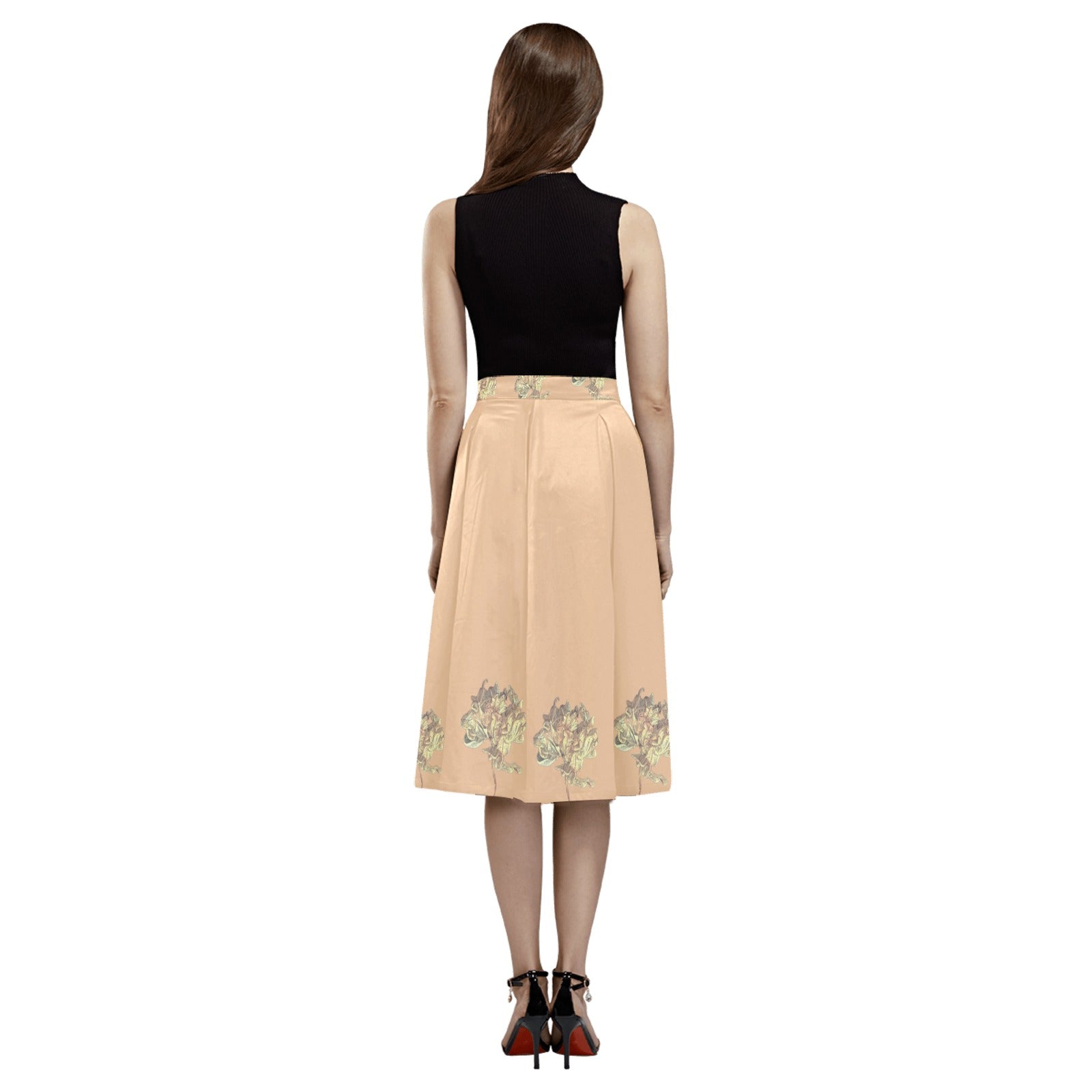 Single Tulip Sheepskin Mnemosyne Women's Crepe Skirt - Lana Art Sweden