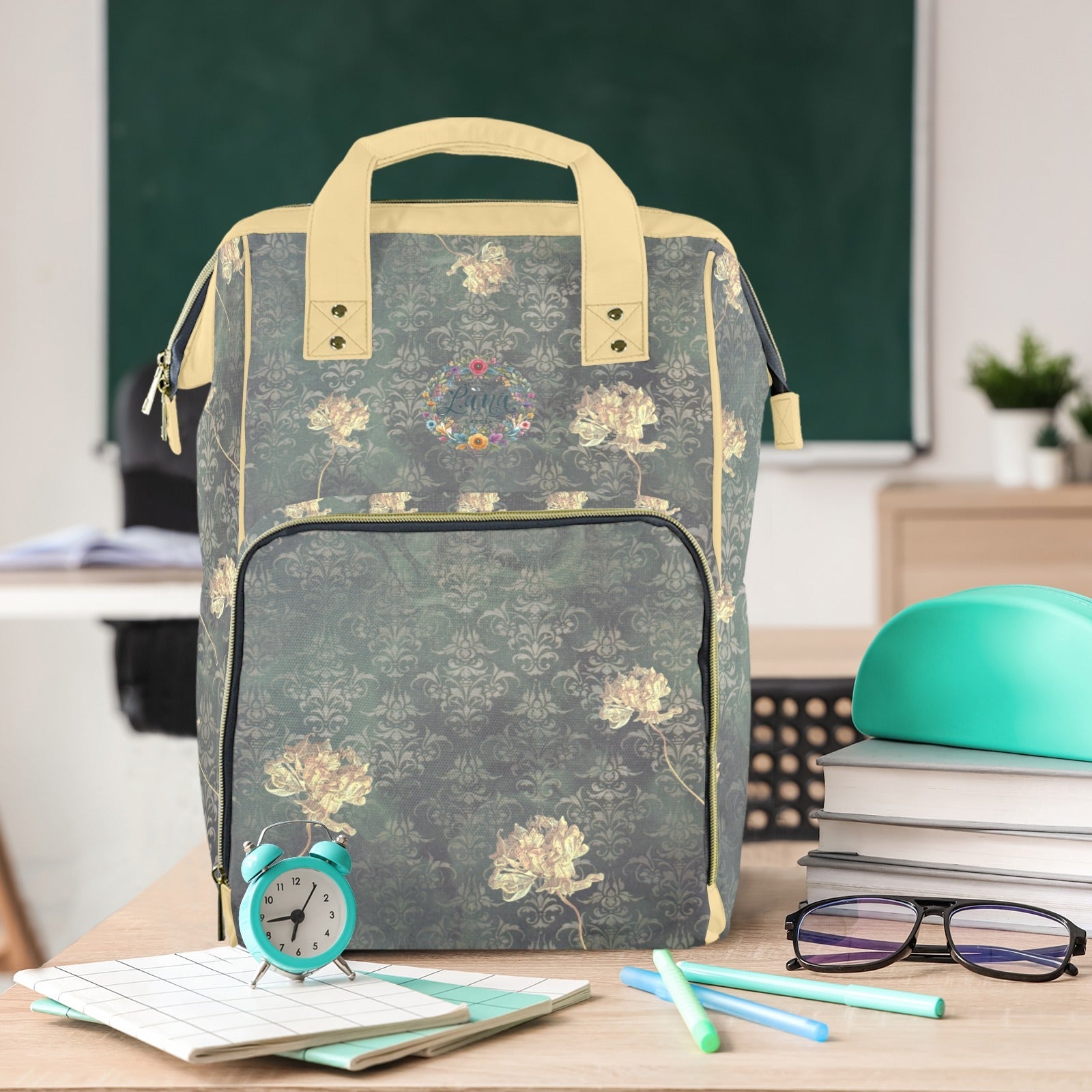 Single Tulip Wheat Multi - Function Travel Diaper Bag - Large - Lana Art Sweden