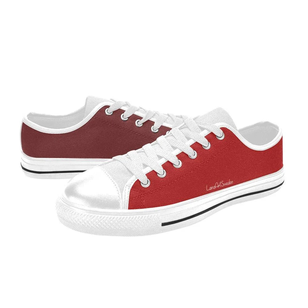 Solid Red Burgundy Men's Classic Canvas Shoes - Lana Art Sweden