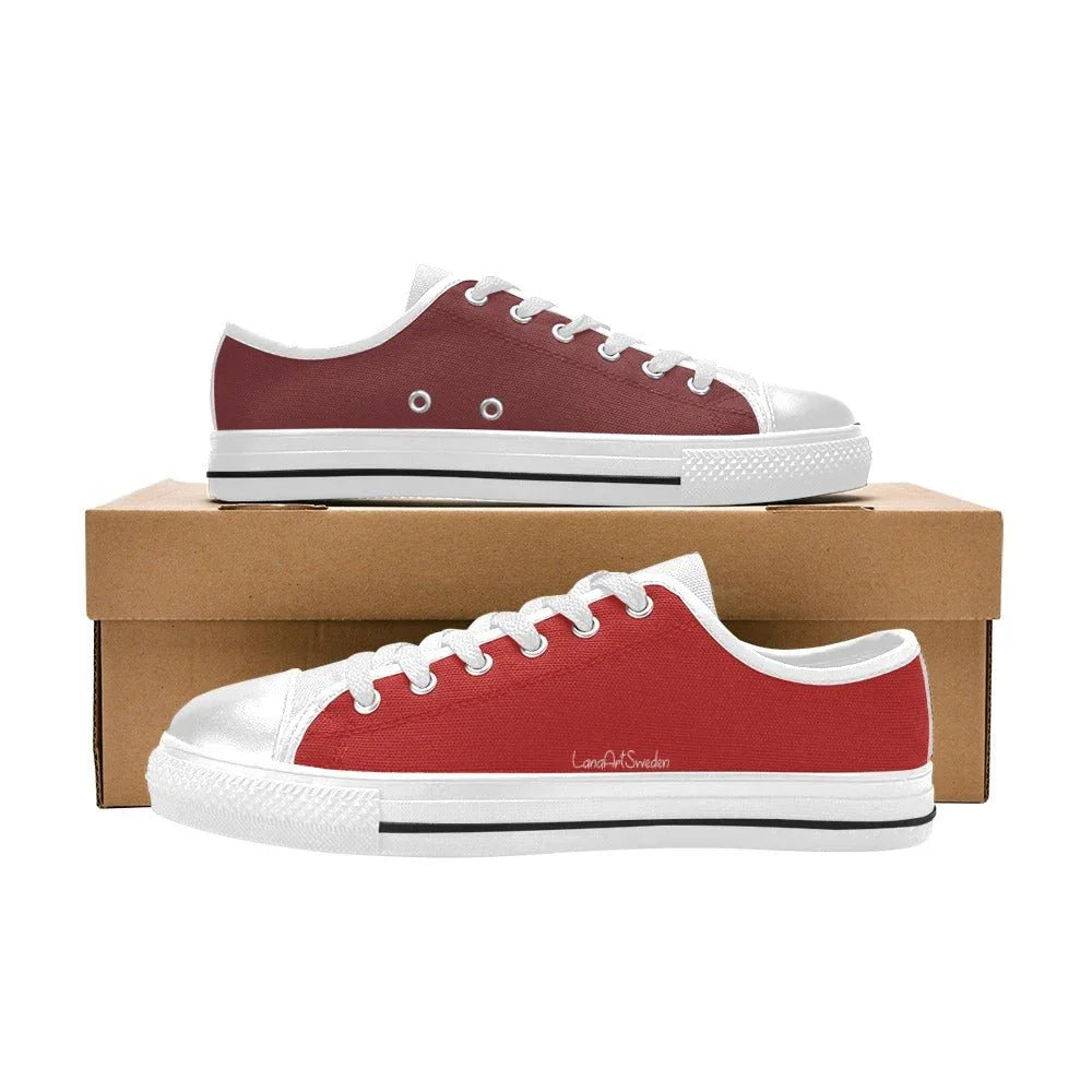 Solid Red Burgundy Men's Classic Canvas Shoes - Lana Art Sweden