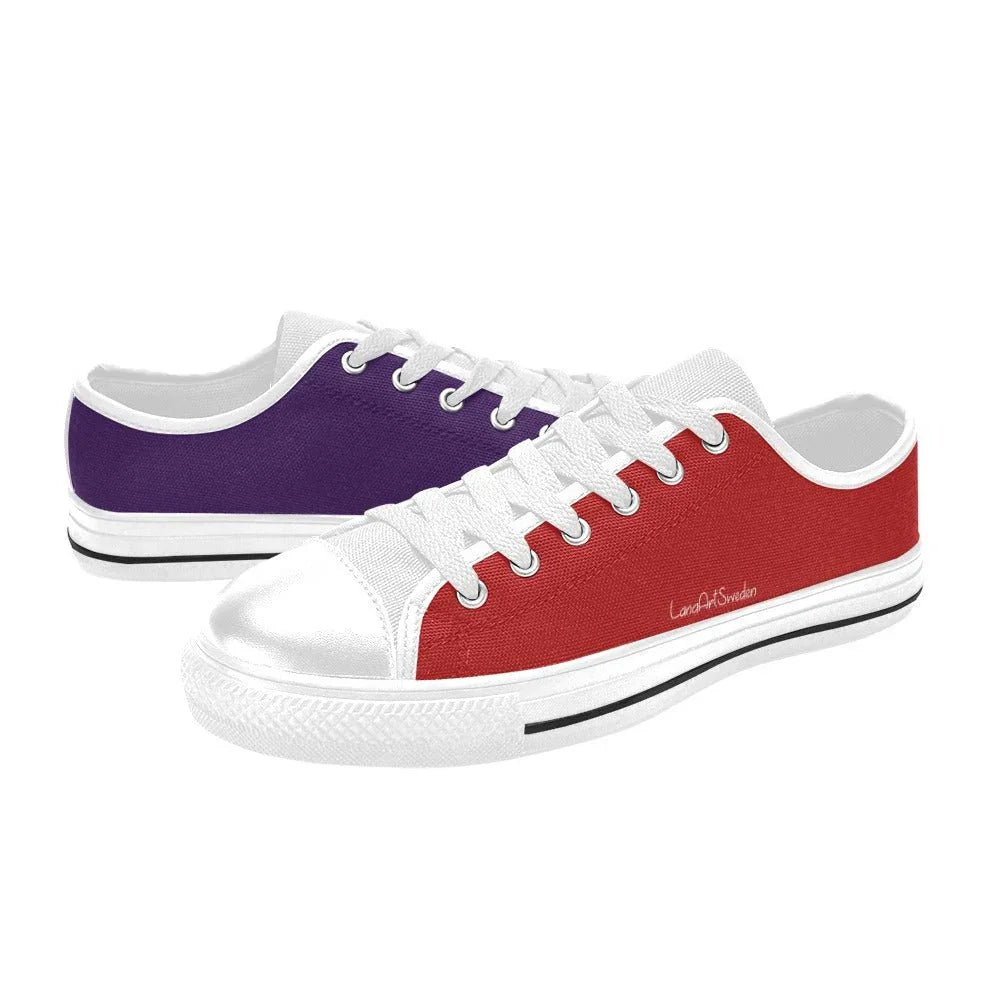 Solid Red Purple Men's Classic Canvas Shoes - Lana Art Sweden
